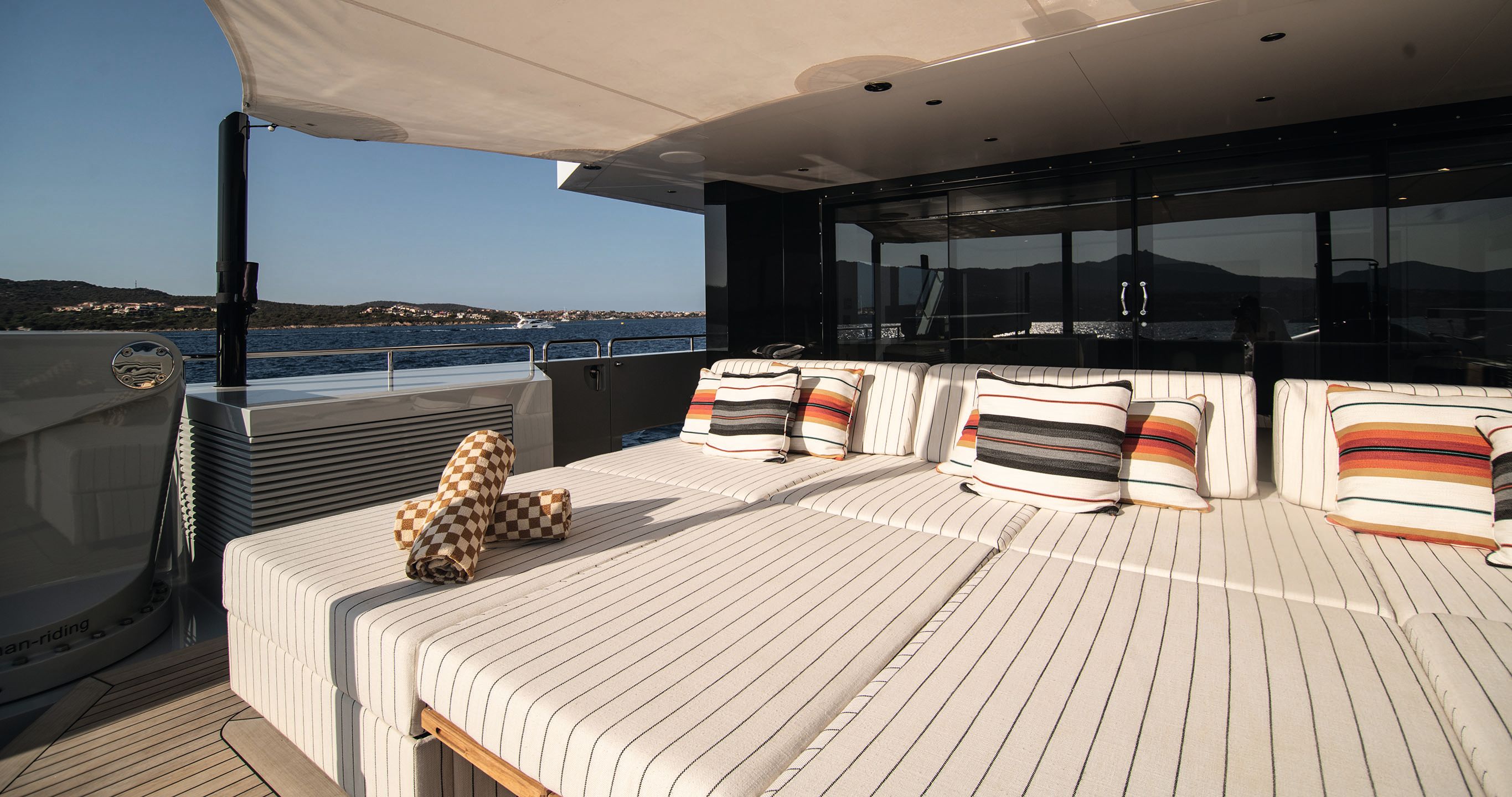 Side view of the sun loungers