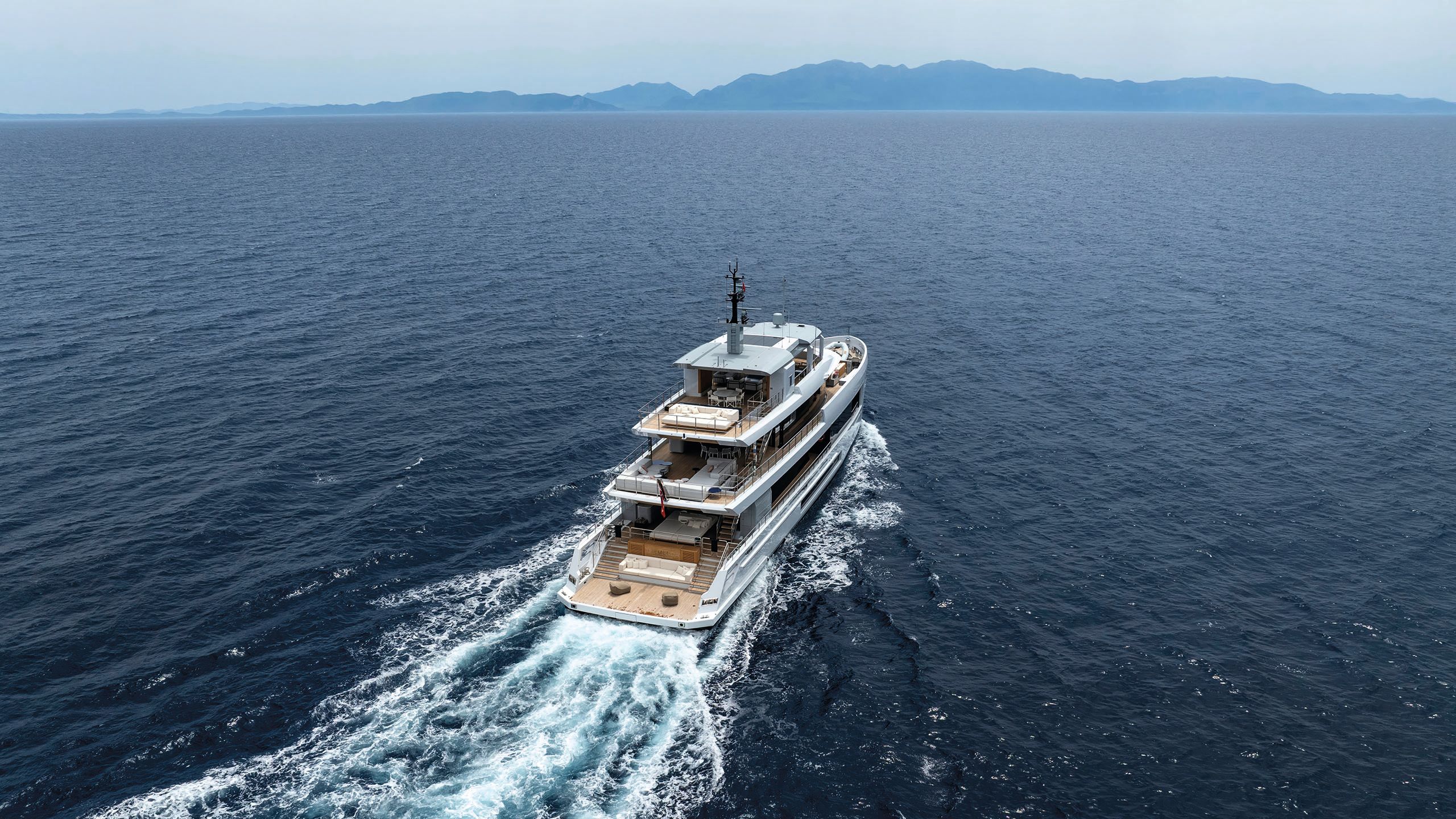 Overhead view of Tremenda on the water