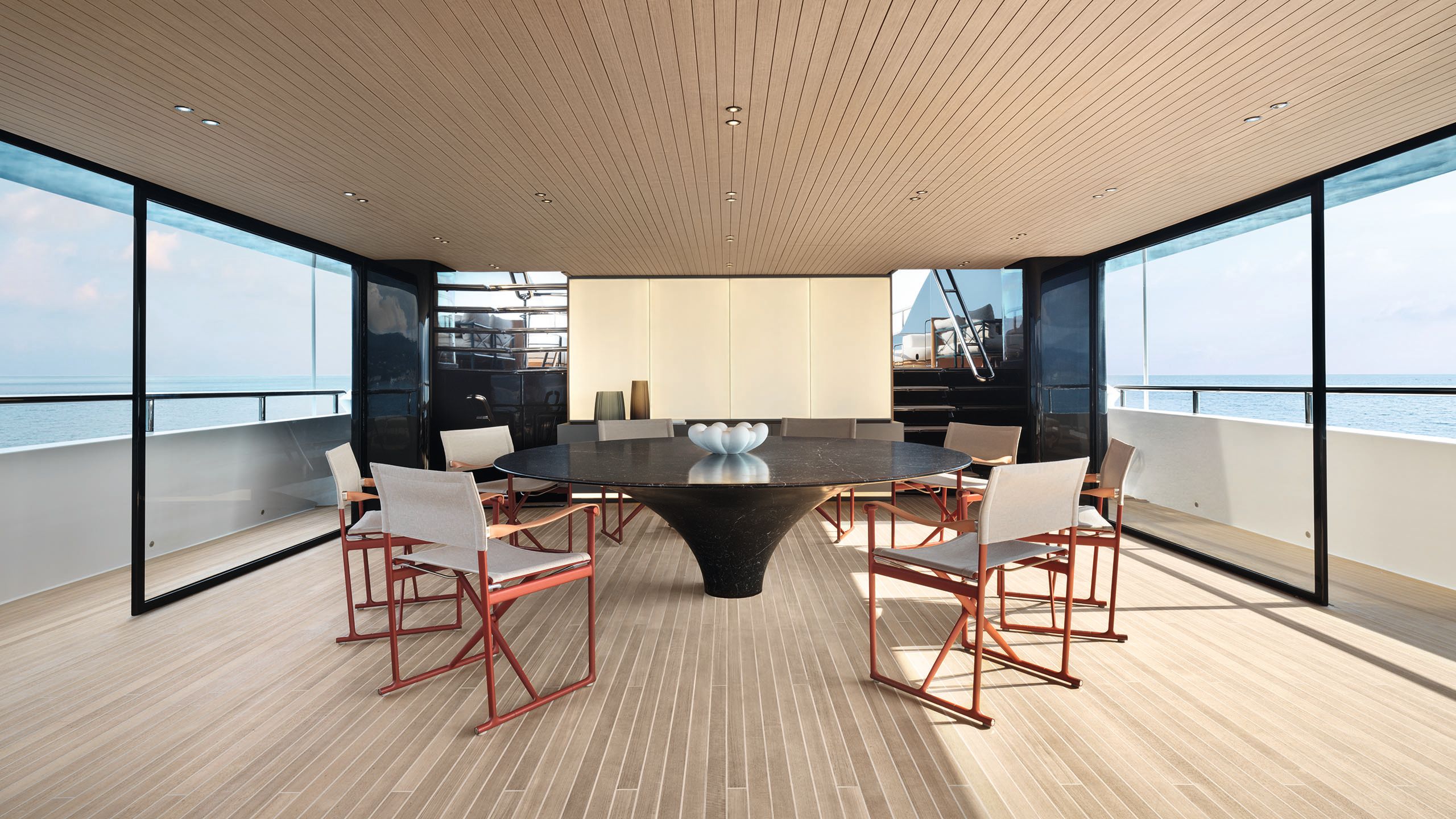 Table and chairs on the aft deck