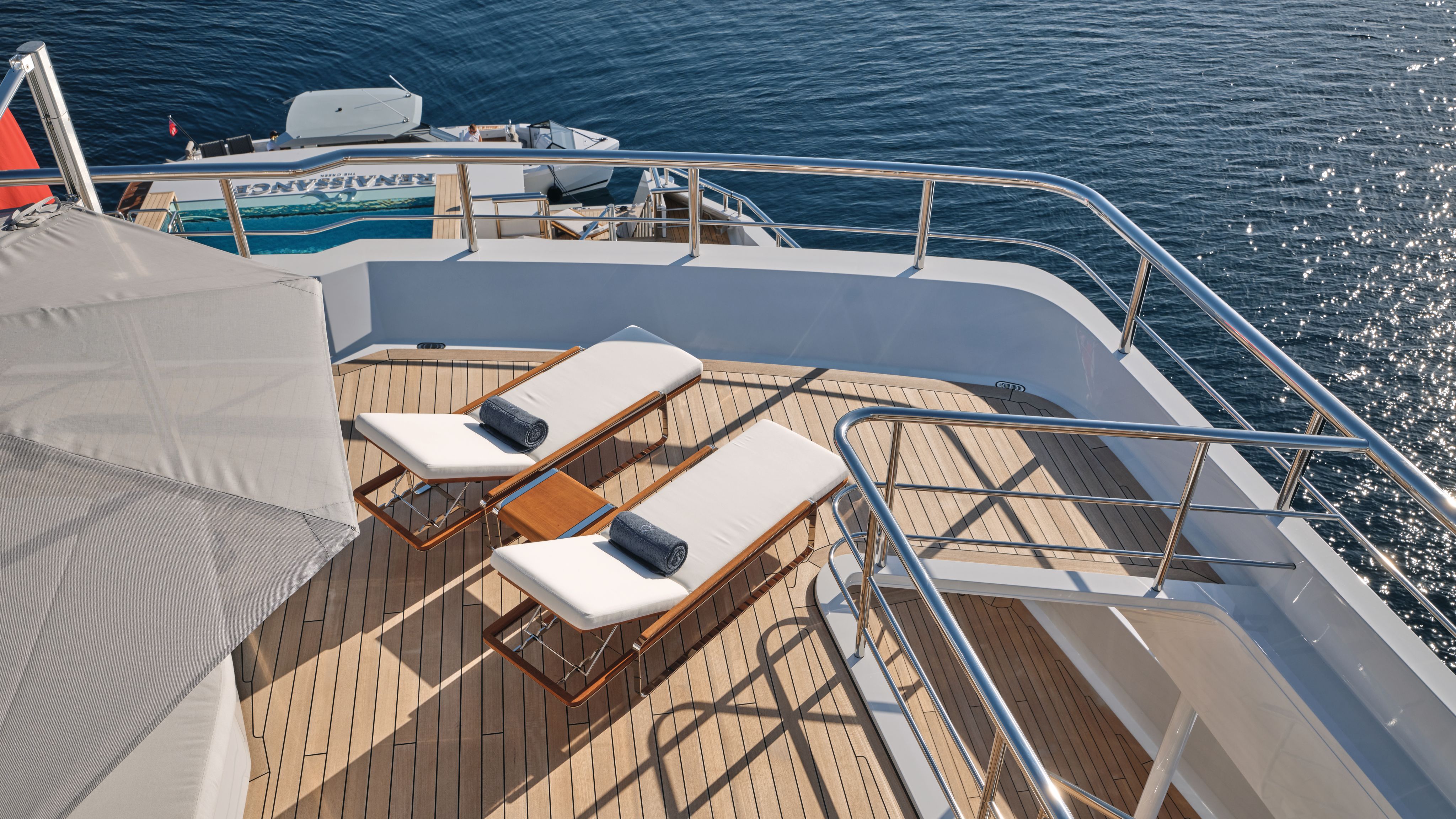 Sun loungers on the deck from above