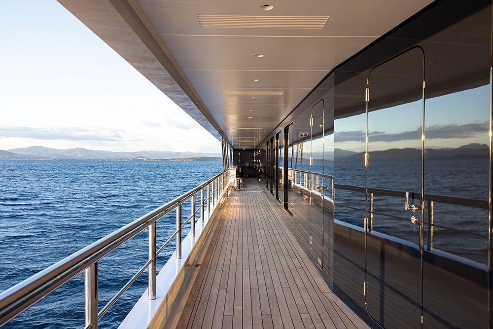 View looking straight down a deck/corridor