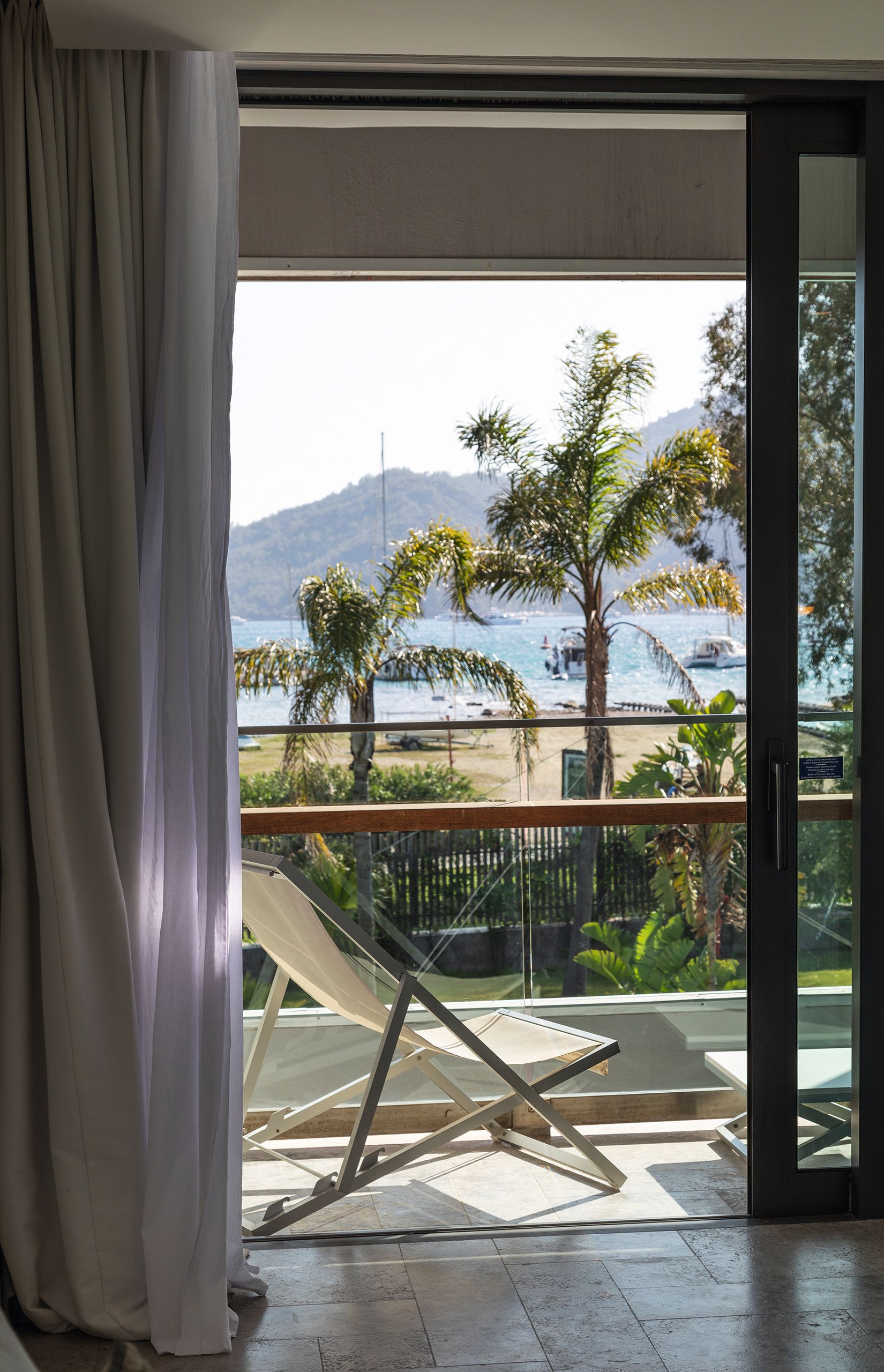 View of balcony from hotel room 