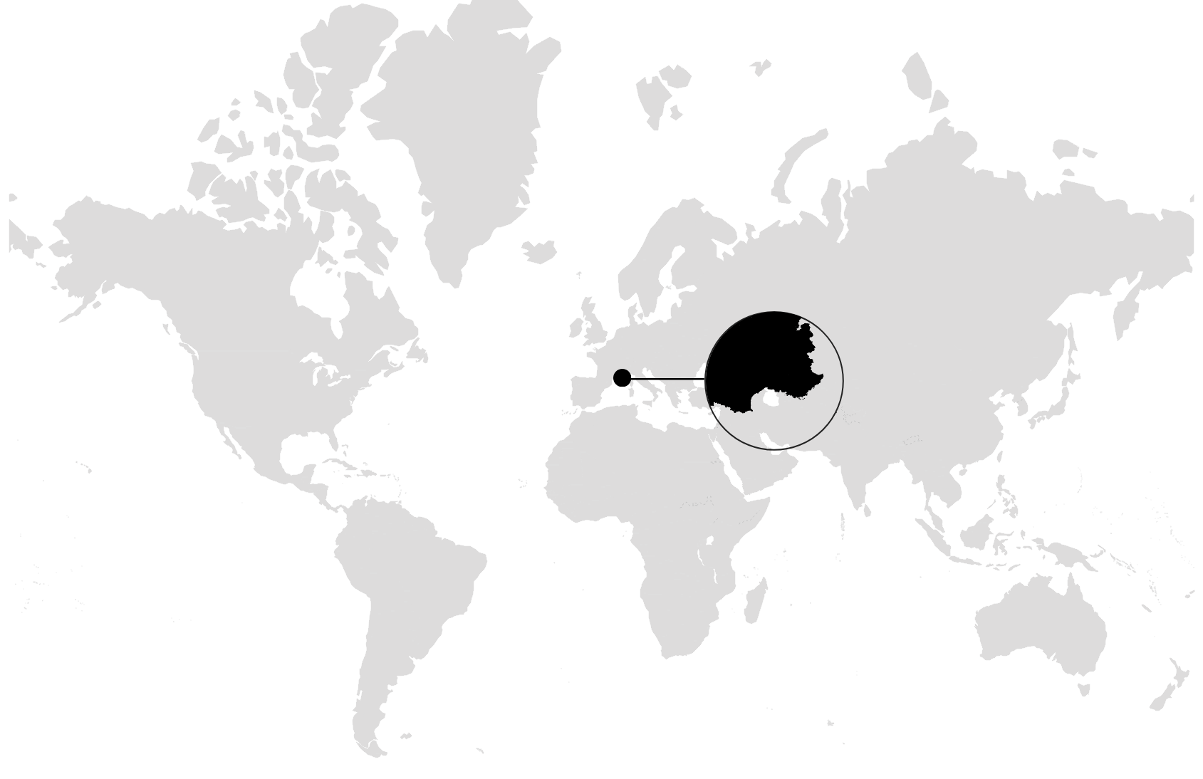 World map with Monaco highlighted