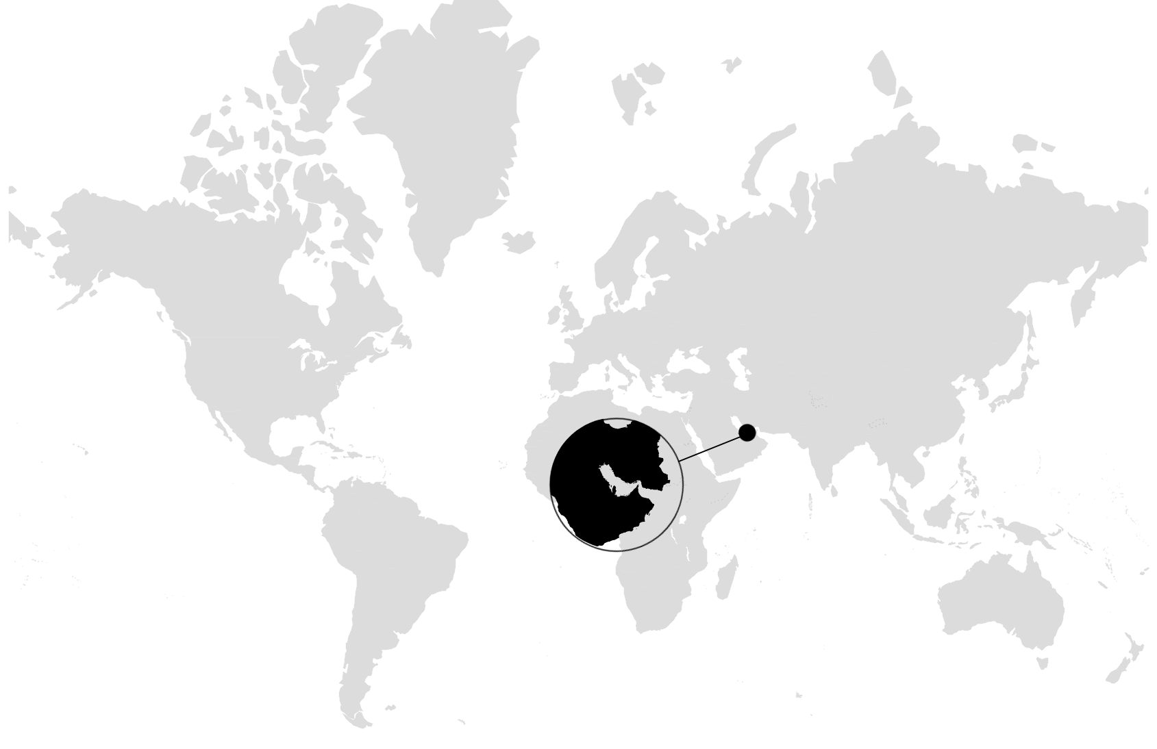 World map with the Emirates highlighted