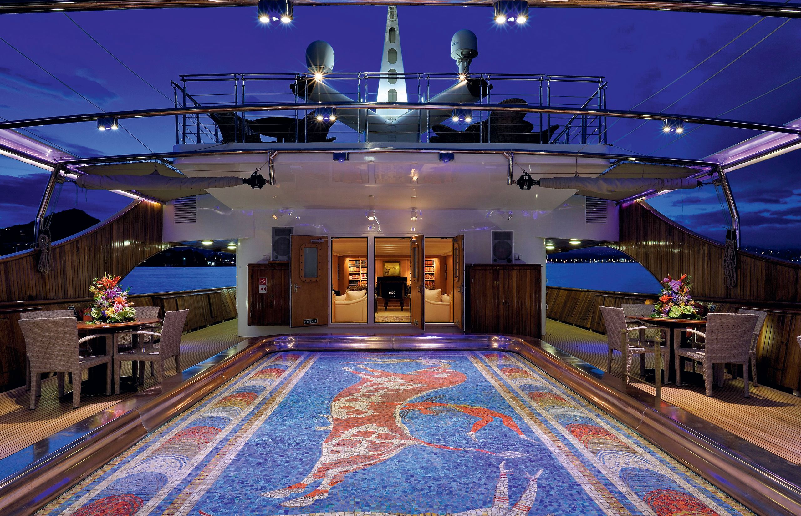 The aft deck with pool