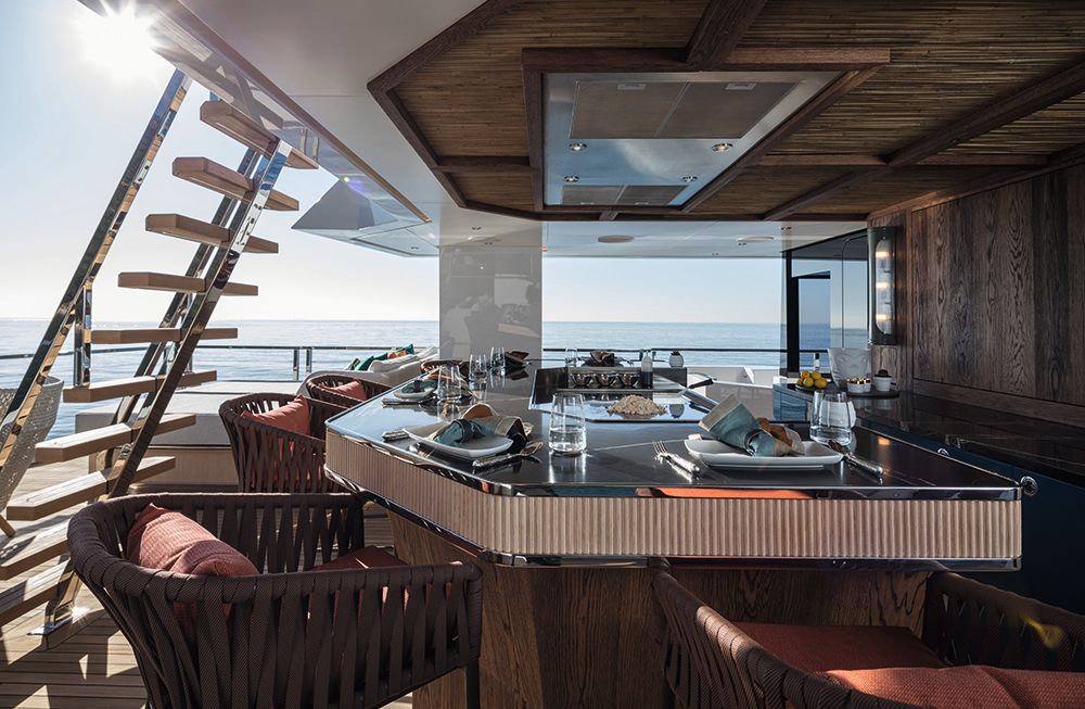 The bridge deck's built-in teppanyaki grill