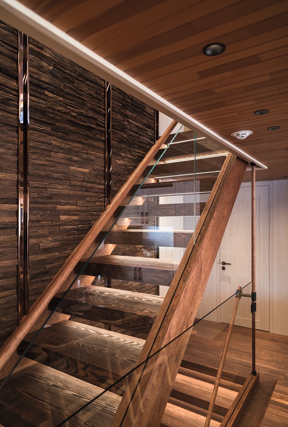 Indoor wooden staircase