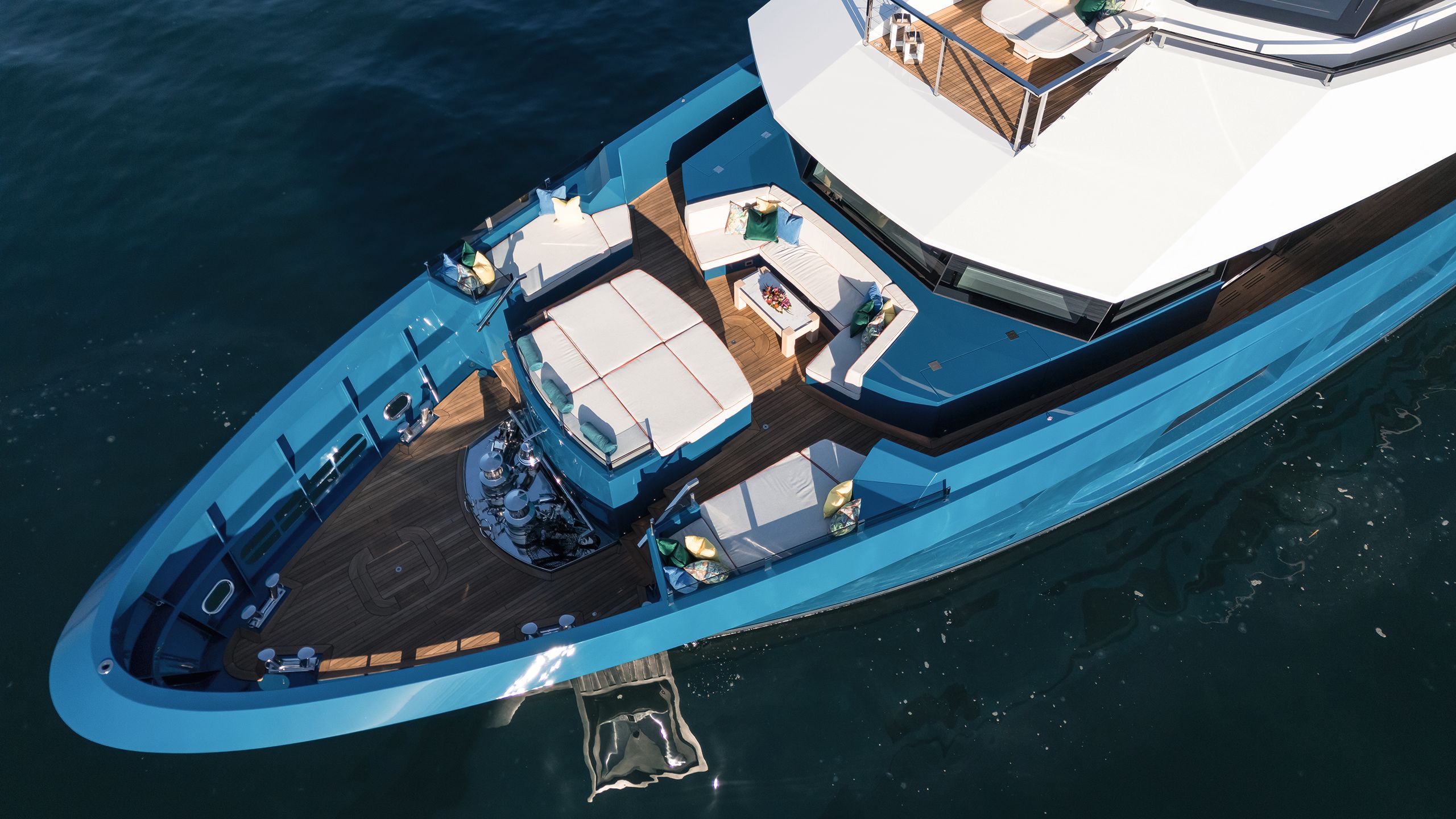 Overhead view of the plunge pool on the deck