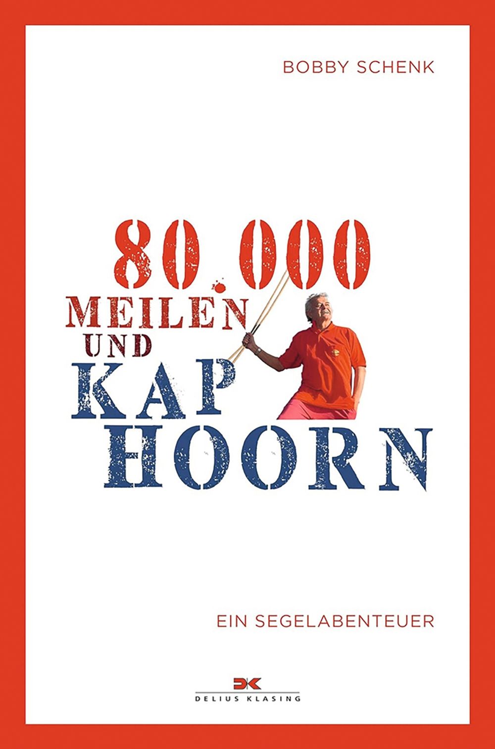 Front cover of the book Kap Hoorn. The title is in red and blue font and the book has a red border