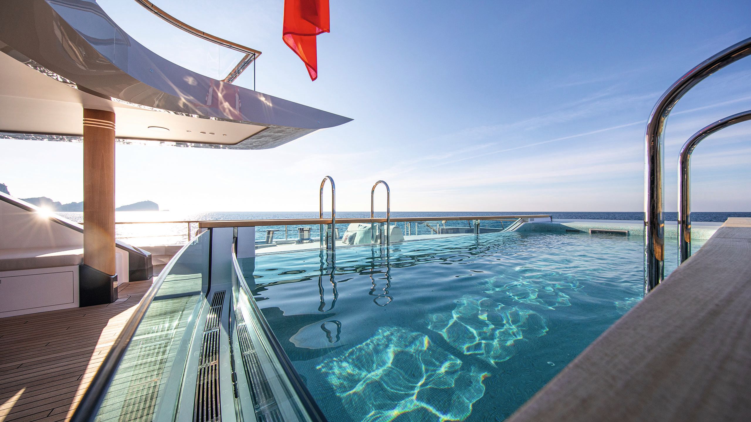View of the swimming pool on the deck