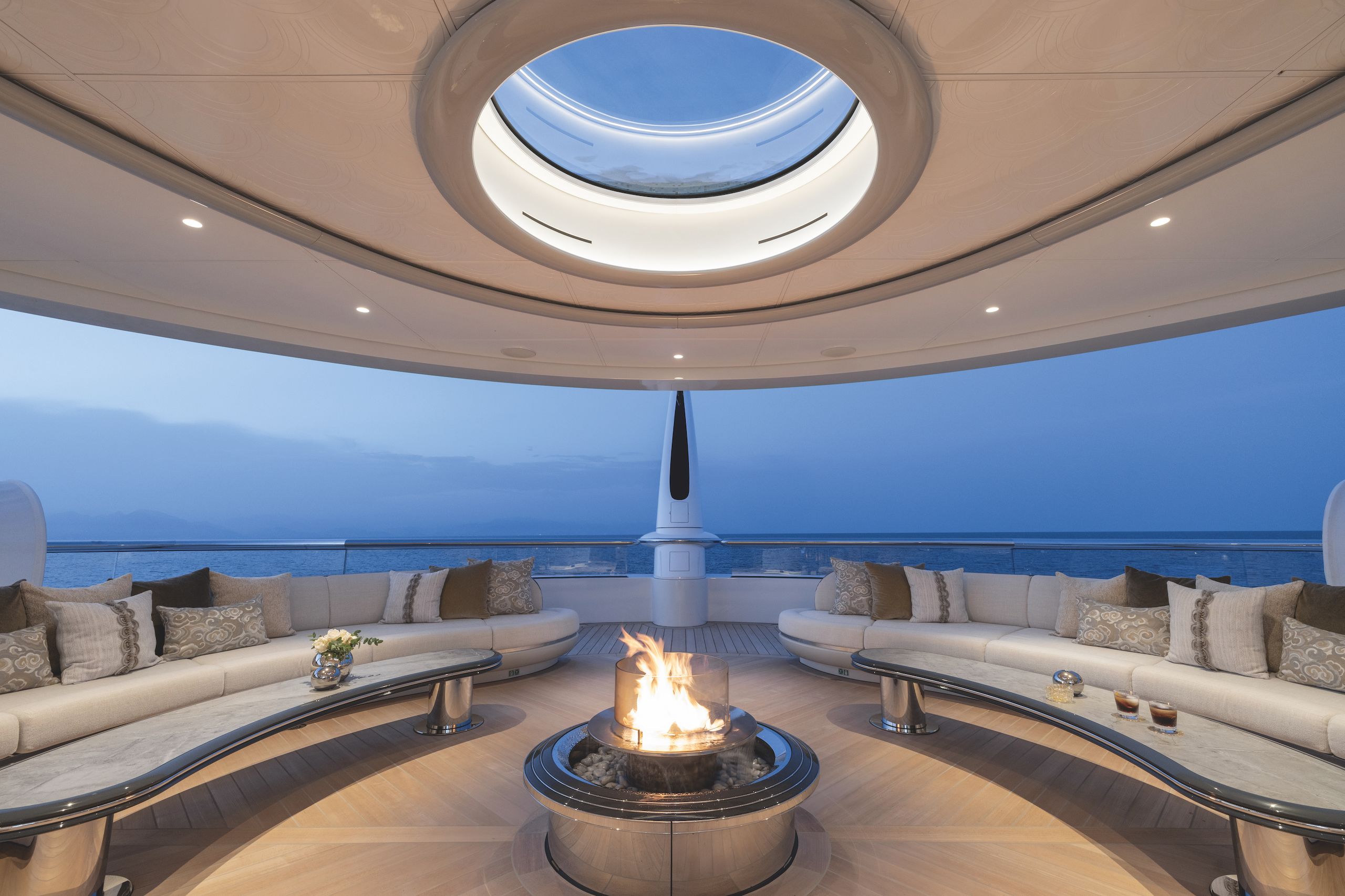 Fire pit on Lürssen Kismet