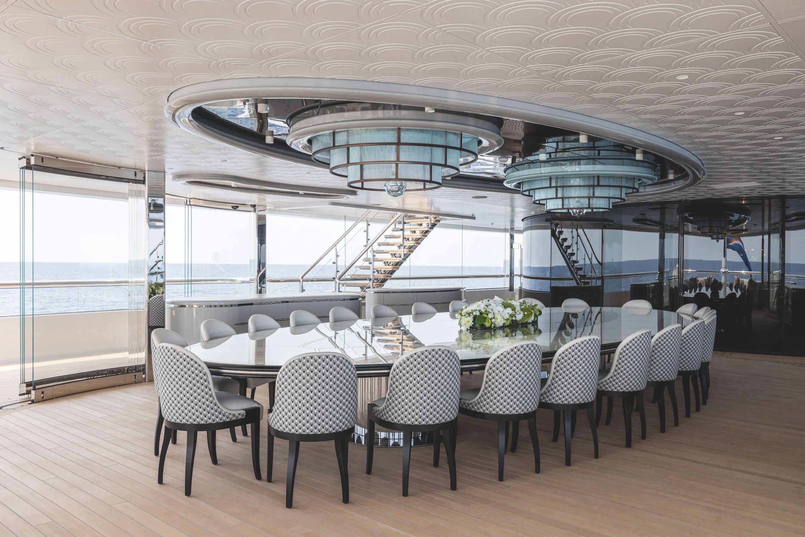 Dining table on Lürssen Kismet