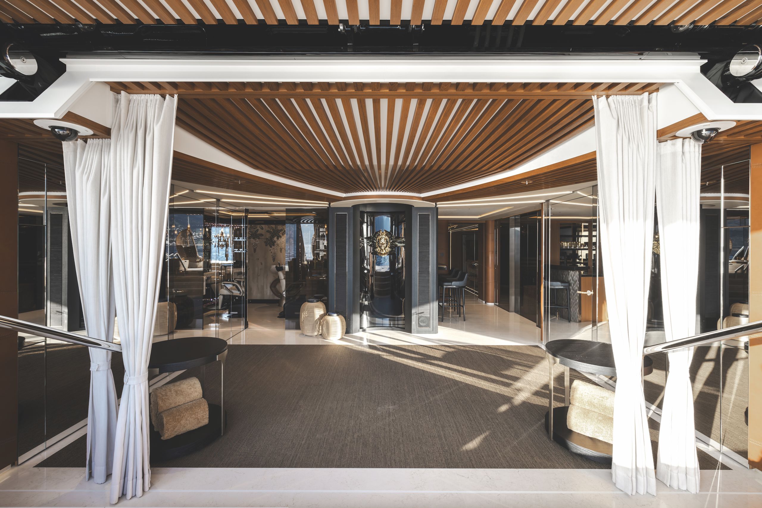 Yoga studio on board Lürssen Kismet