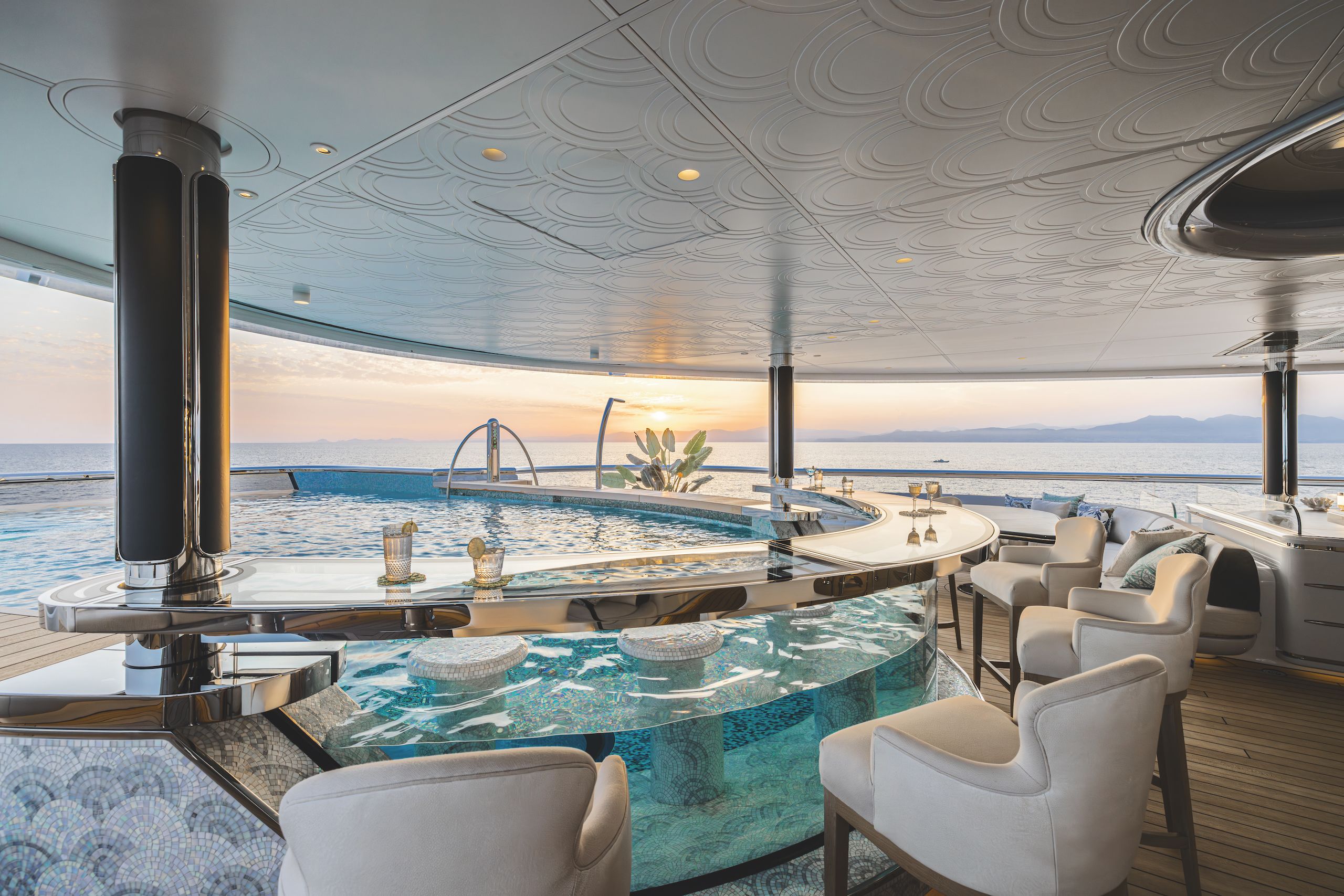 Pool view on Lürssen Kismet