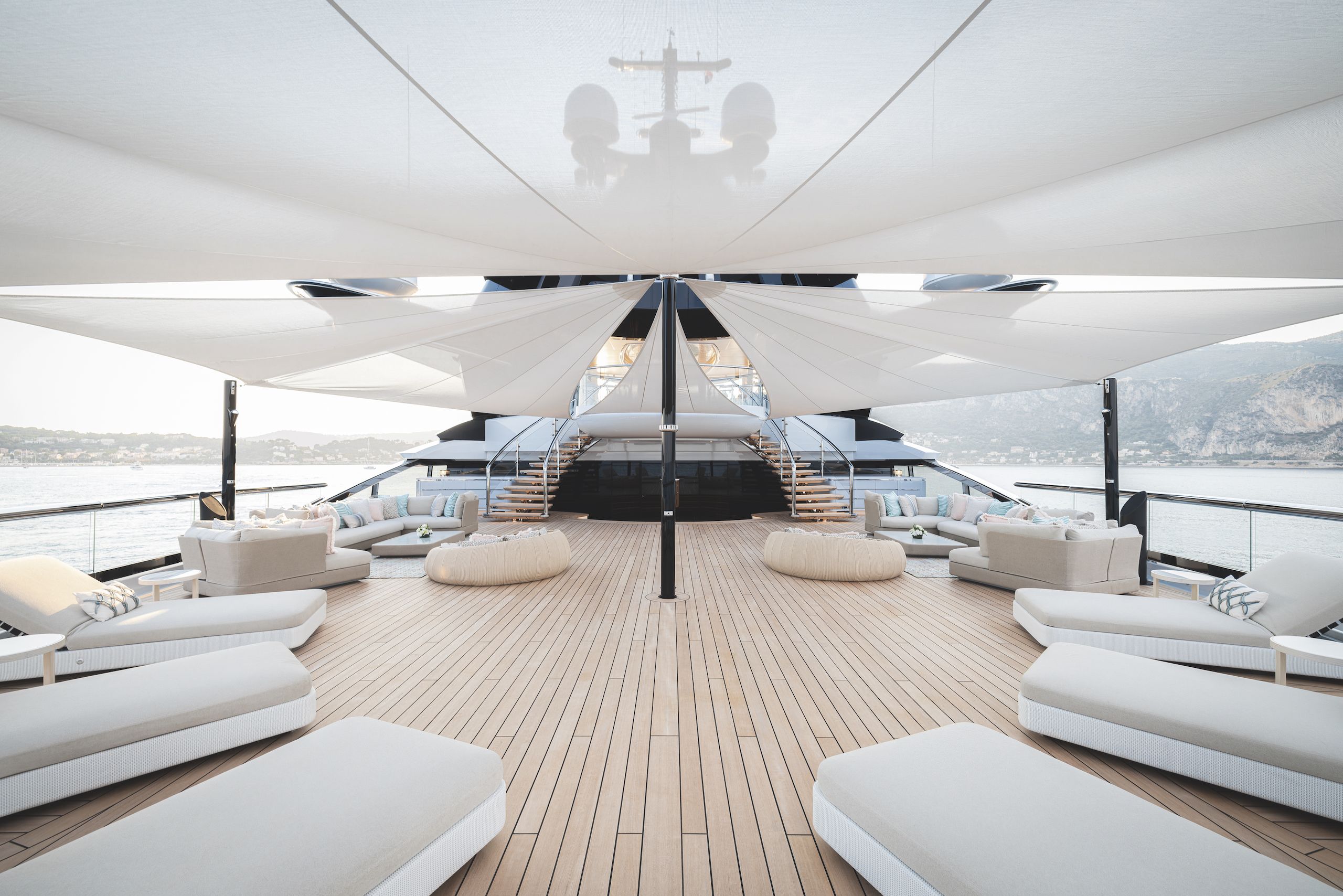 Deck view on Lürssen Kismet