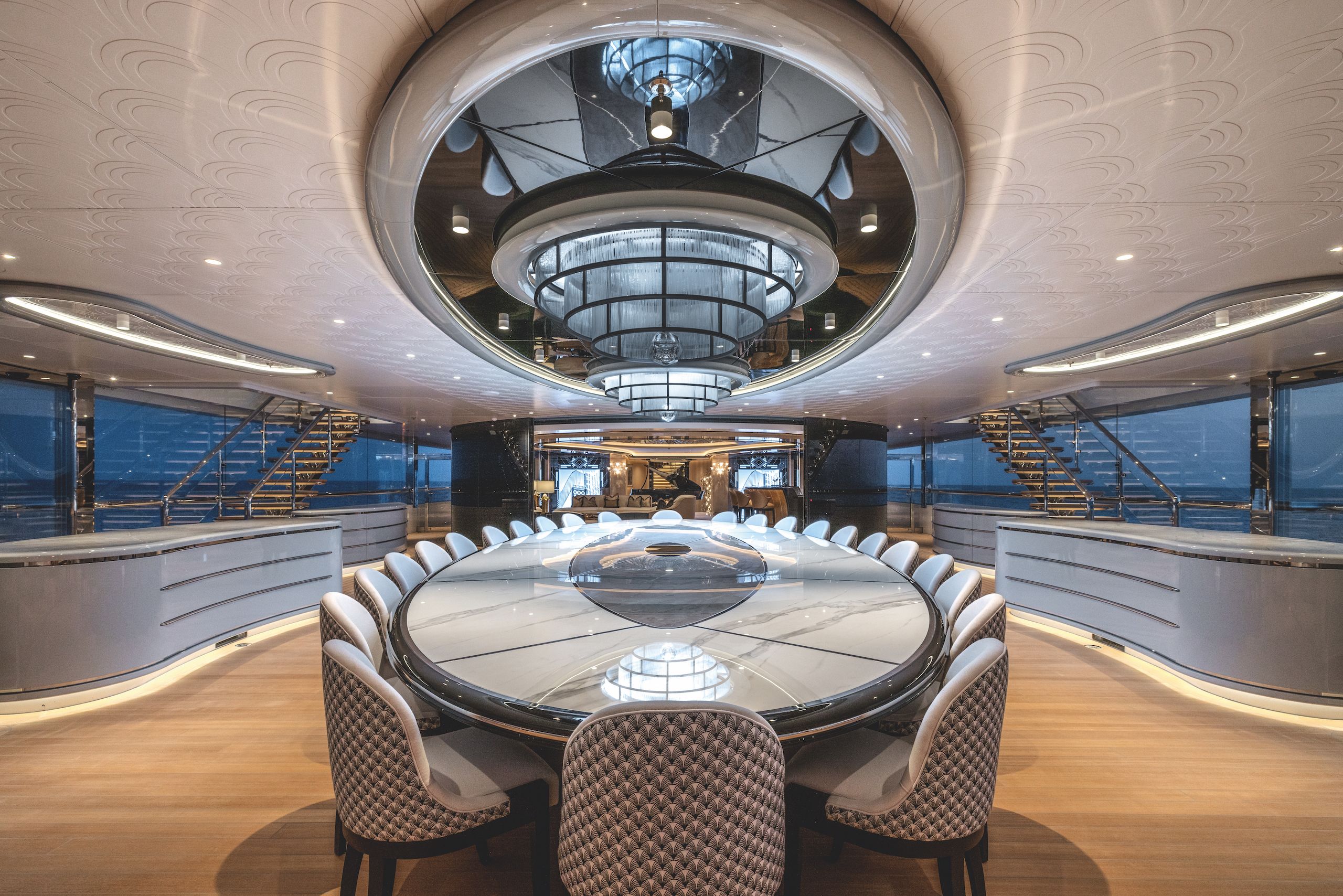 Dining table on Lürssen Kismet