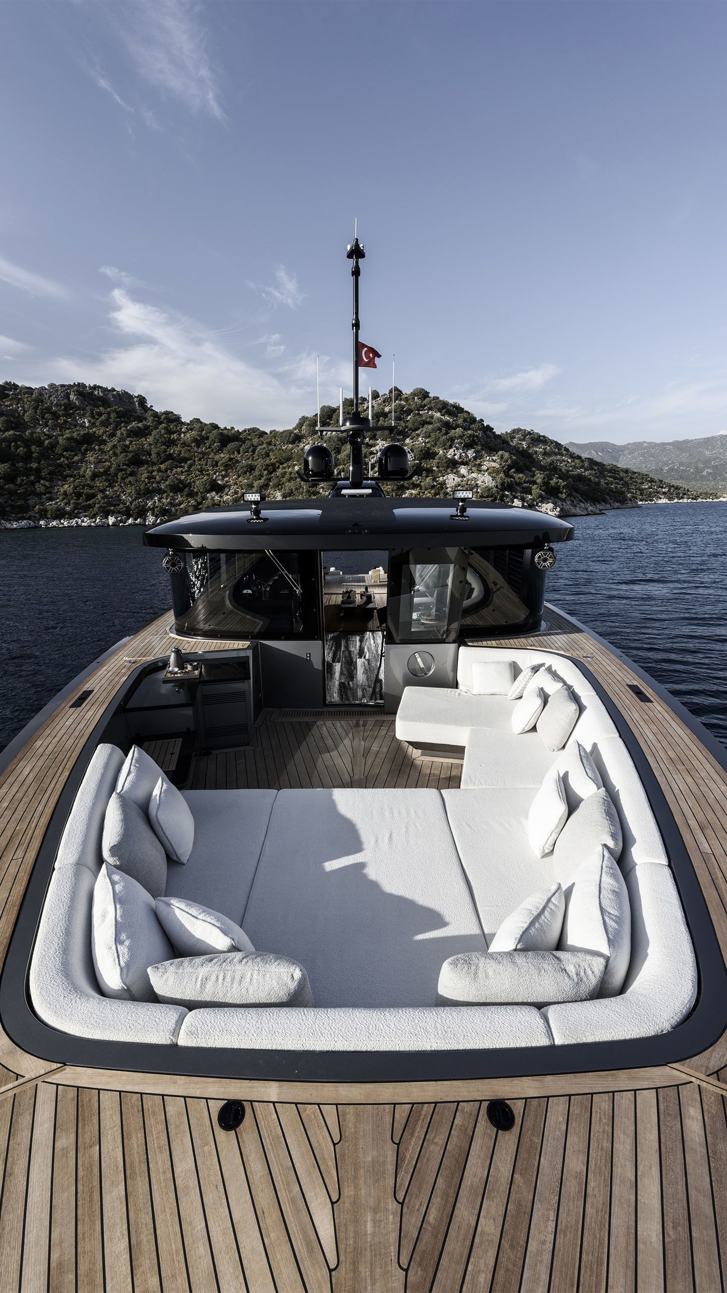 Slightly overhead view of the built-in sun loungers