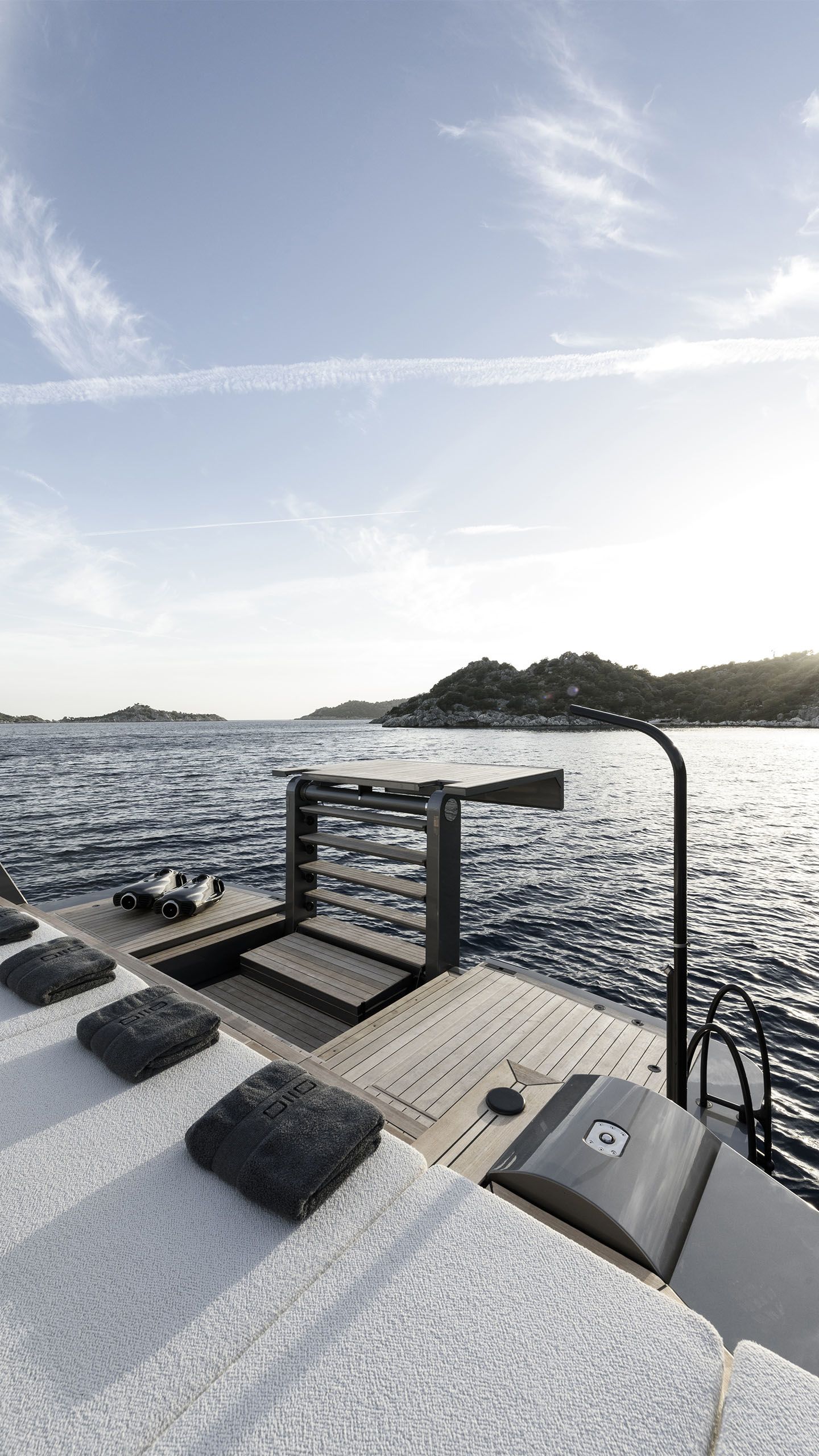 Looking from a sun lounger towards the water