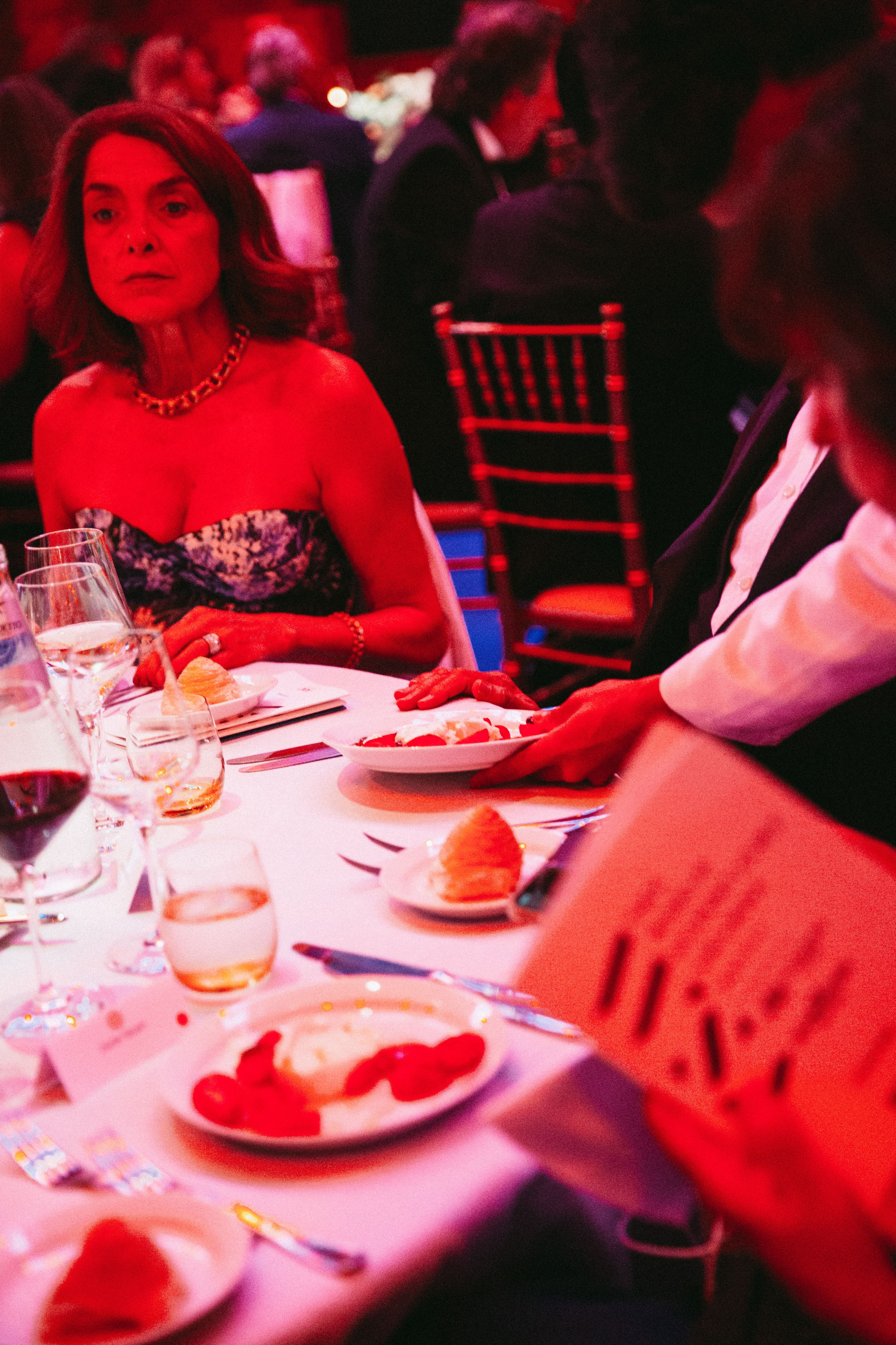 Table laid with food