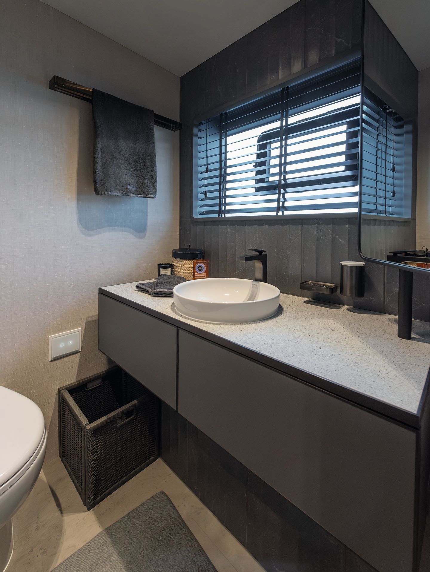 Close-up of a white circular sink