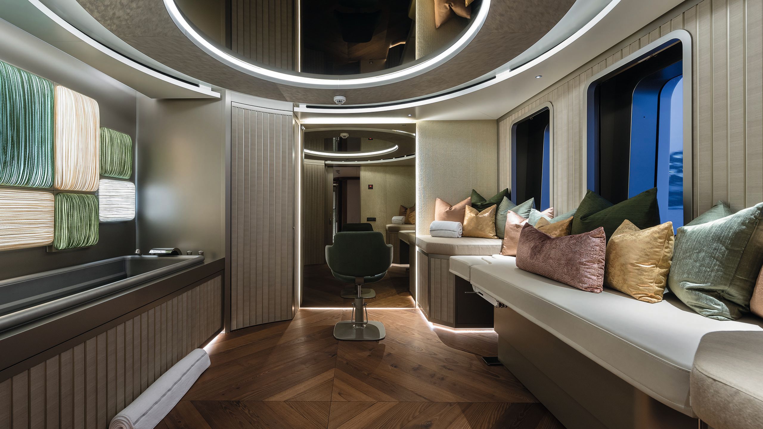 It is now a spa with ice bath on the left and a salon chair at the centre