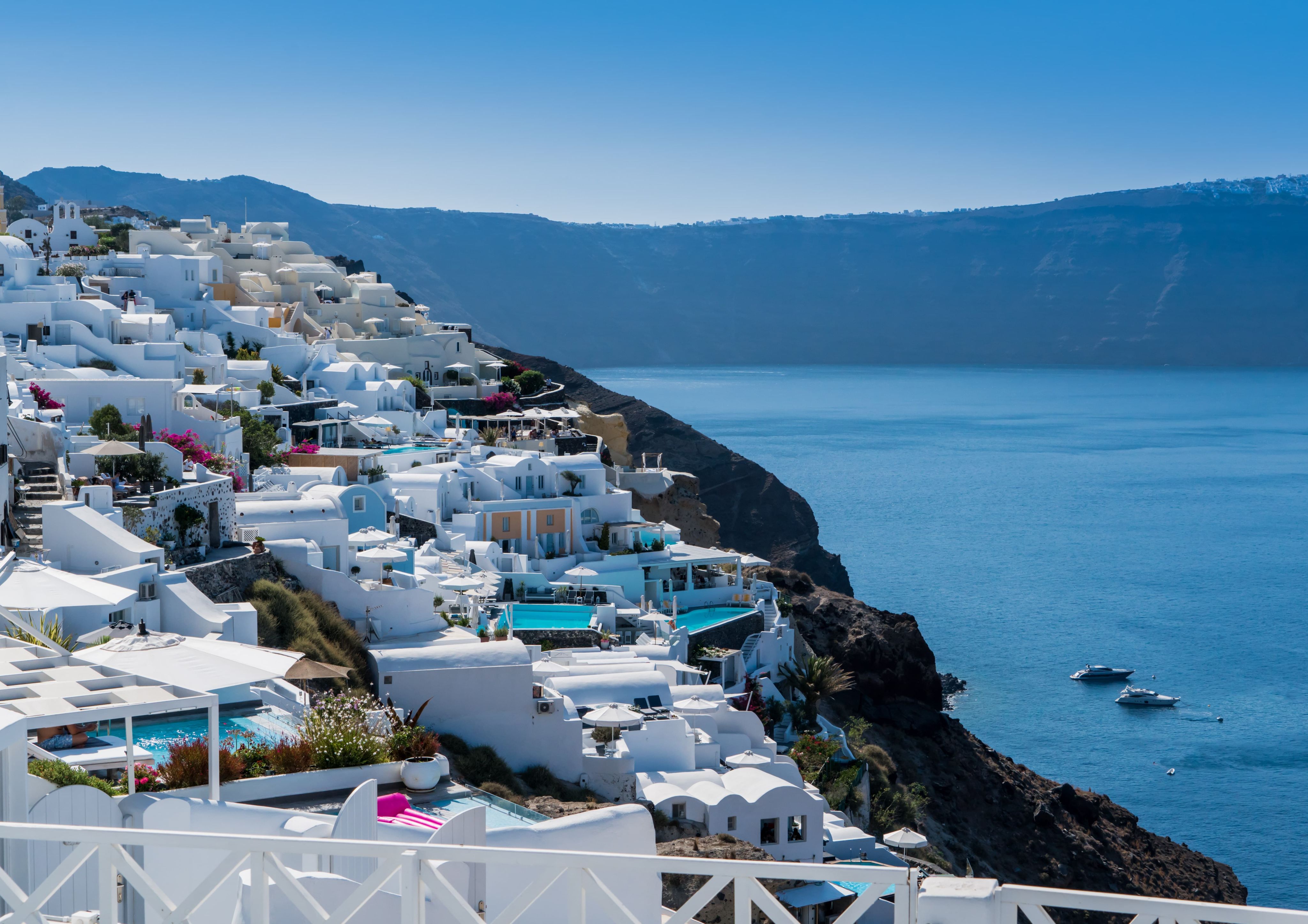 View of Santorini taken slightly from above. 