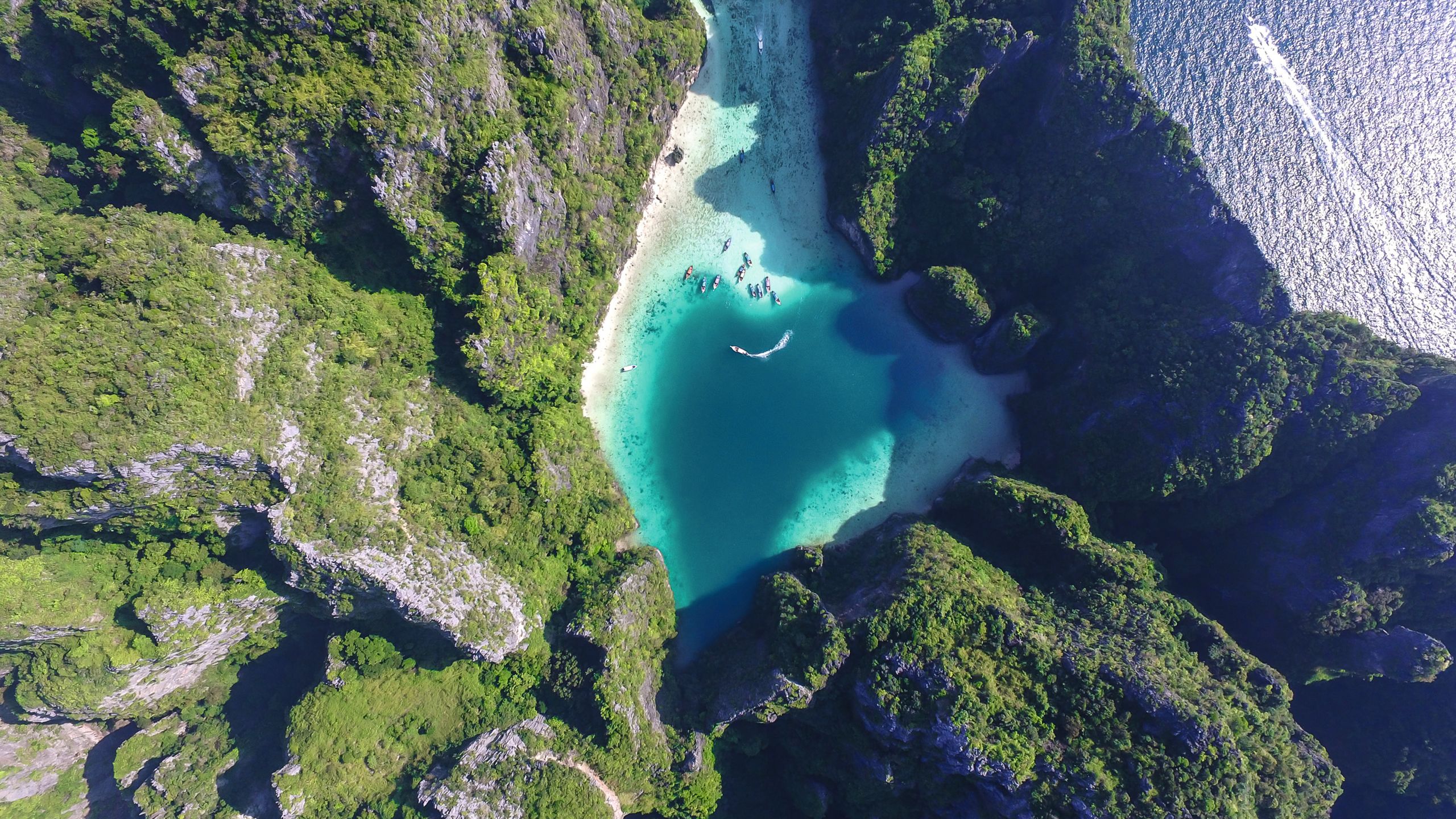  The idyllic coastline and limestone cliffs of Ko Phi Phi featured in the movie The Beach