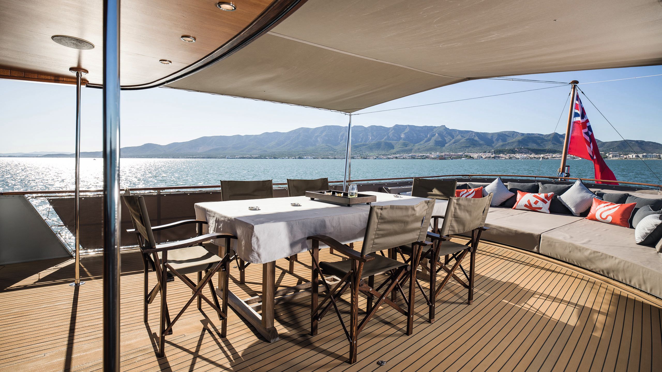 Covered outdoor dining area on the deck
