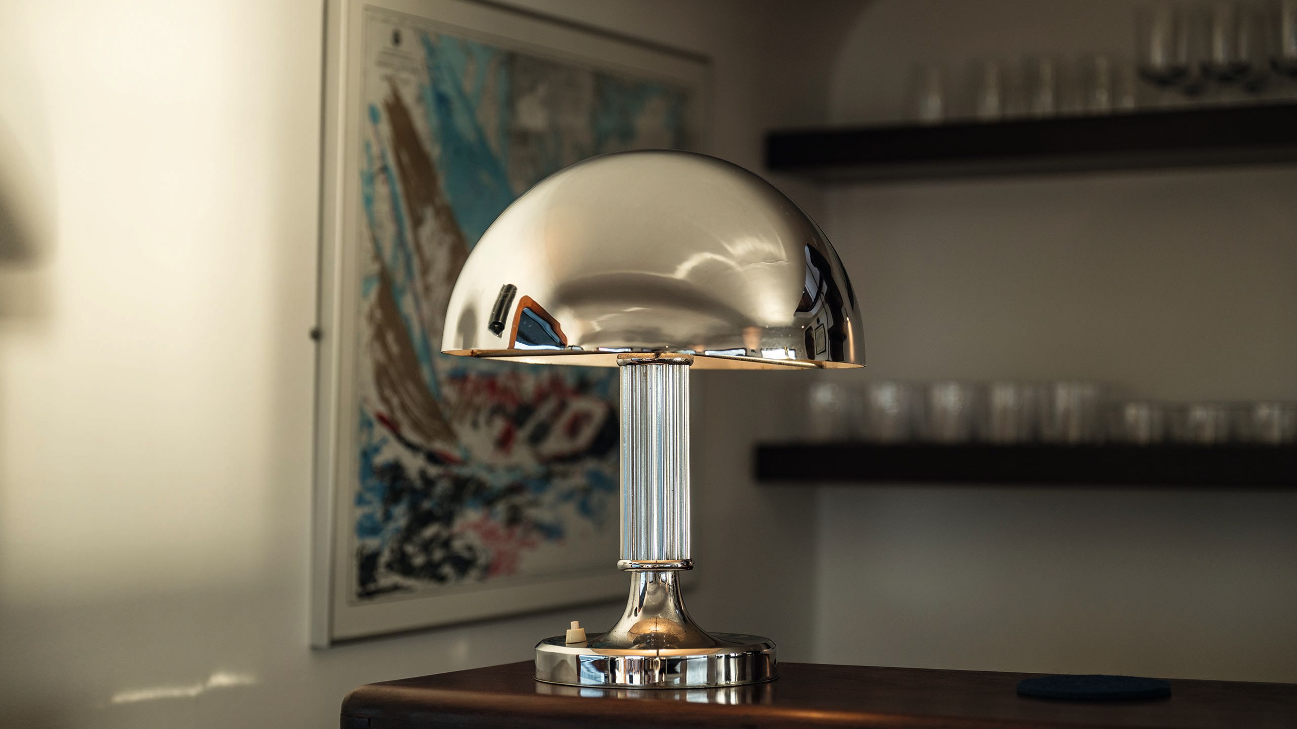 Close-up of a gold lamp
