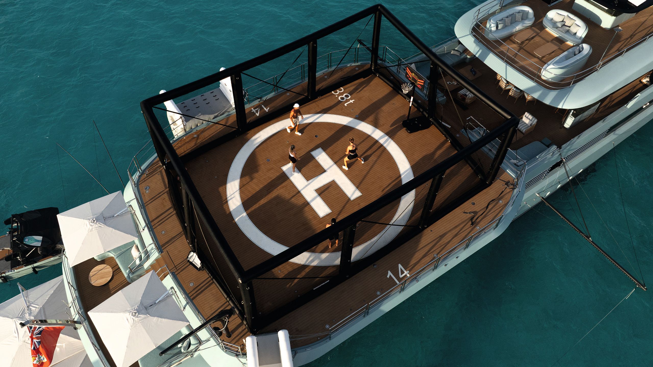 Close-up view of the helipad from above