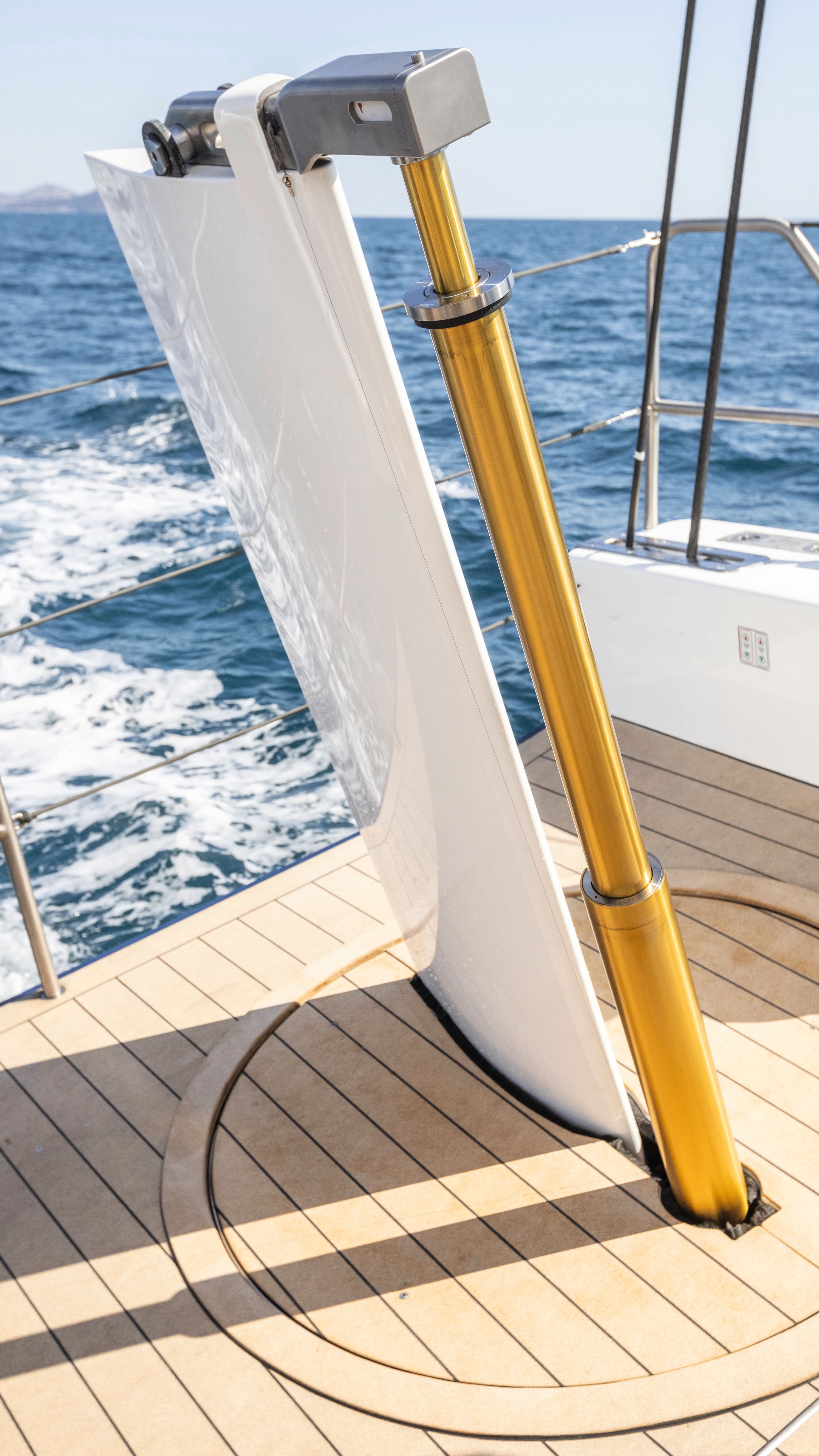 Close-up of the windward rudder