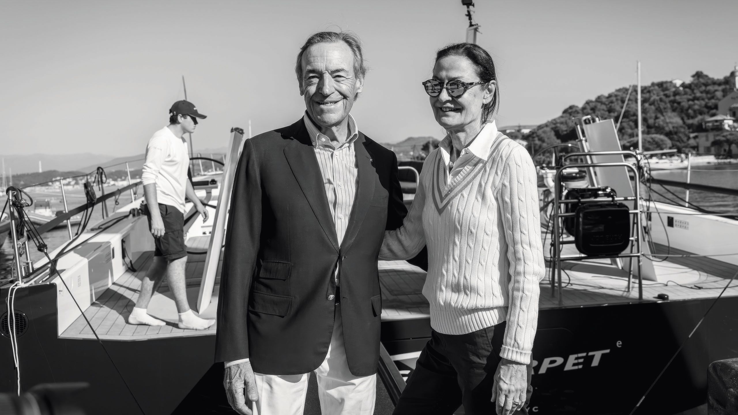 Black and white photo of Sir Lindsay and Cristina