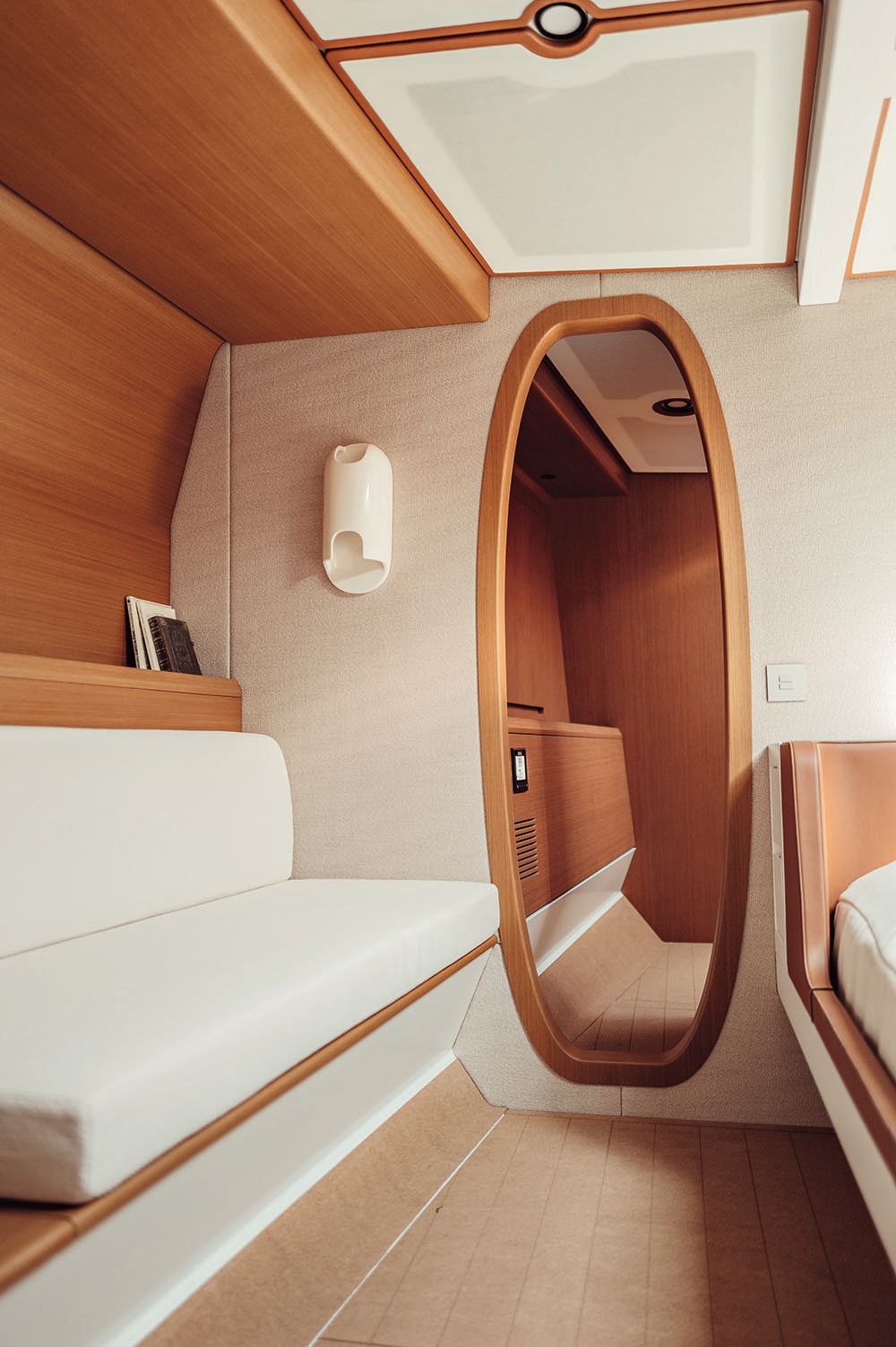 Looking towards an oval doorway