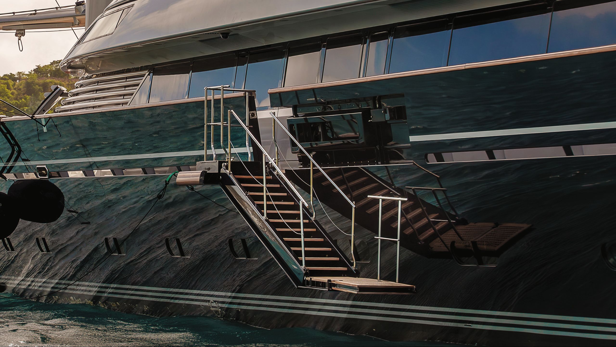 Close-up shot of the hull showing the colour