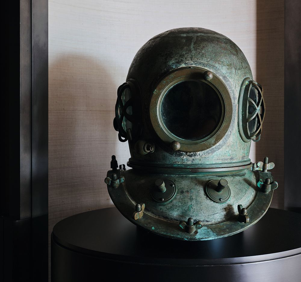 Close-up of a diving helmet