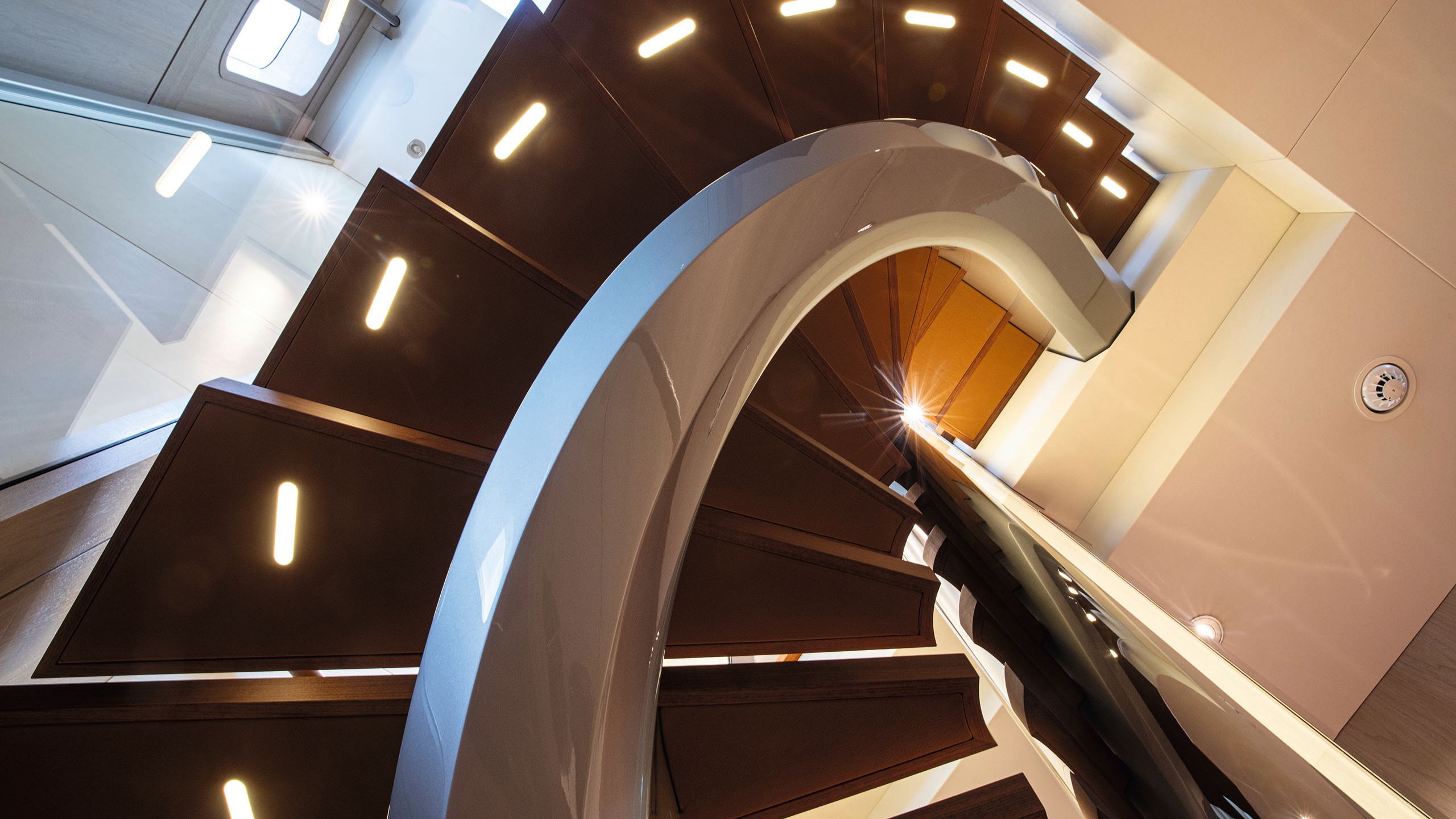 The view looking down the spiral staircase