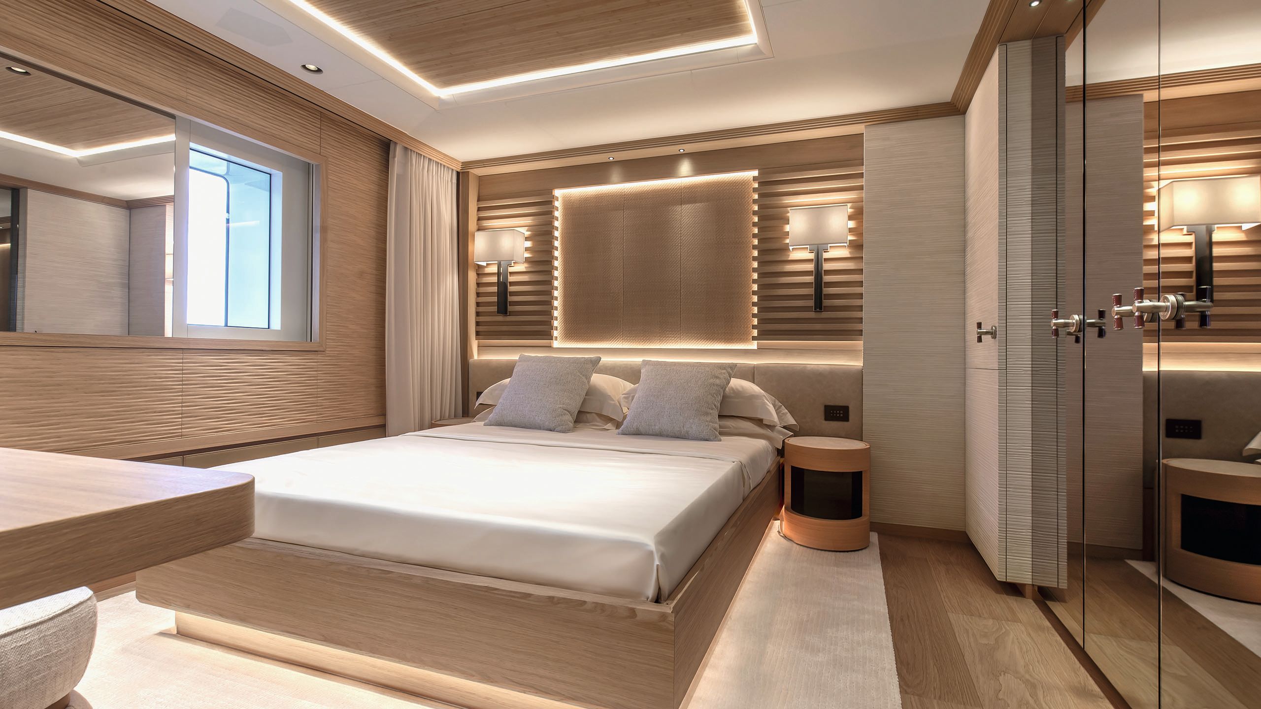 Guest cabin done out in neutral colours