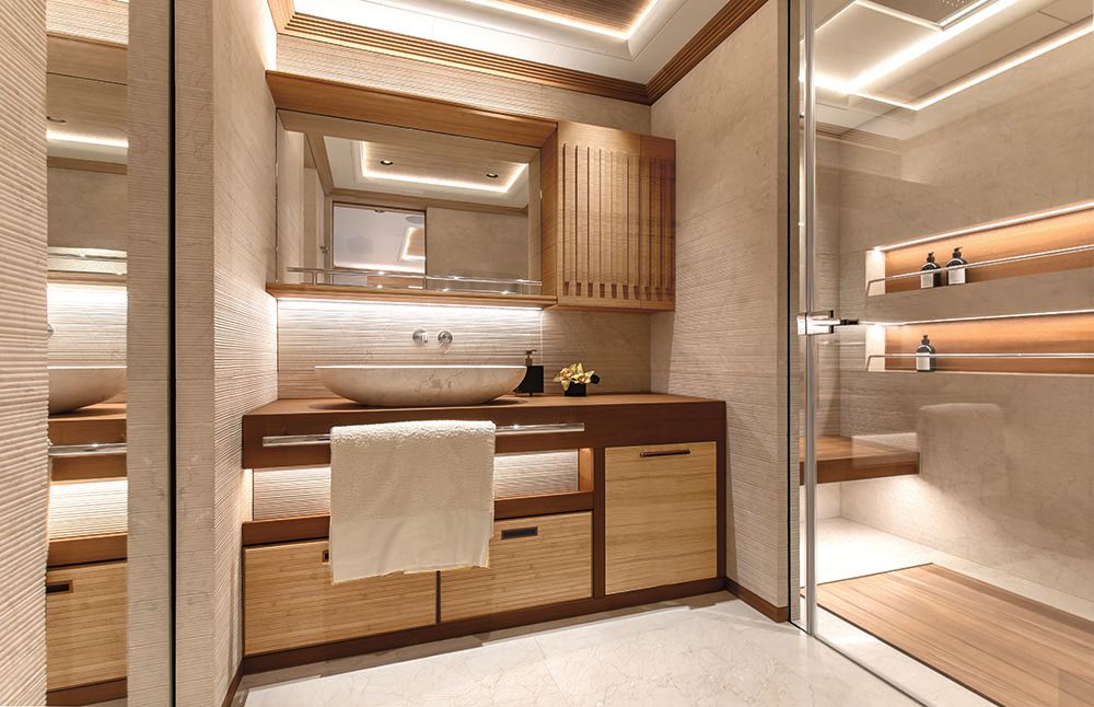 Bathroom done out in neutrals and browns