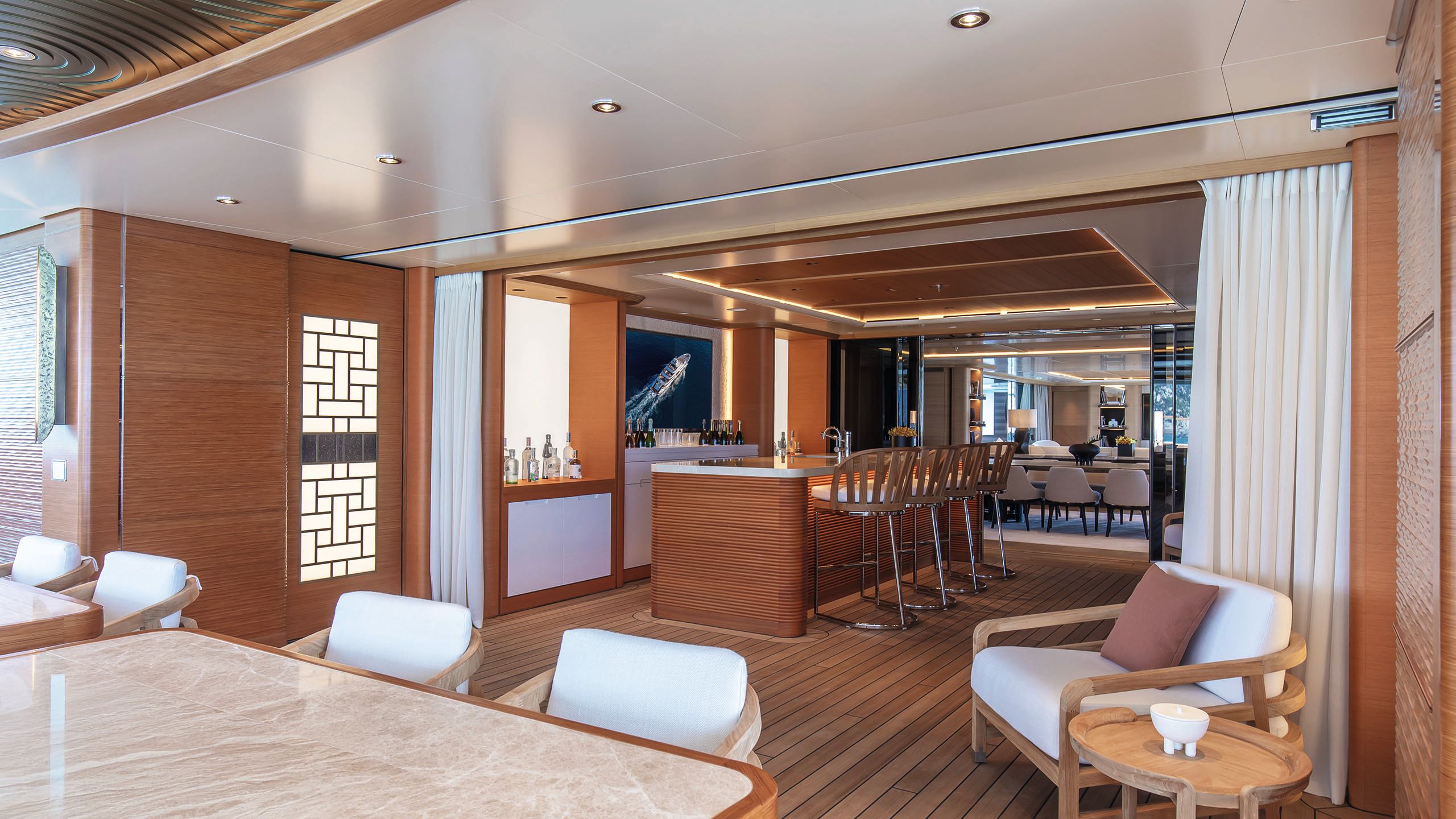 View from the dining table looking back into the saloon