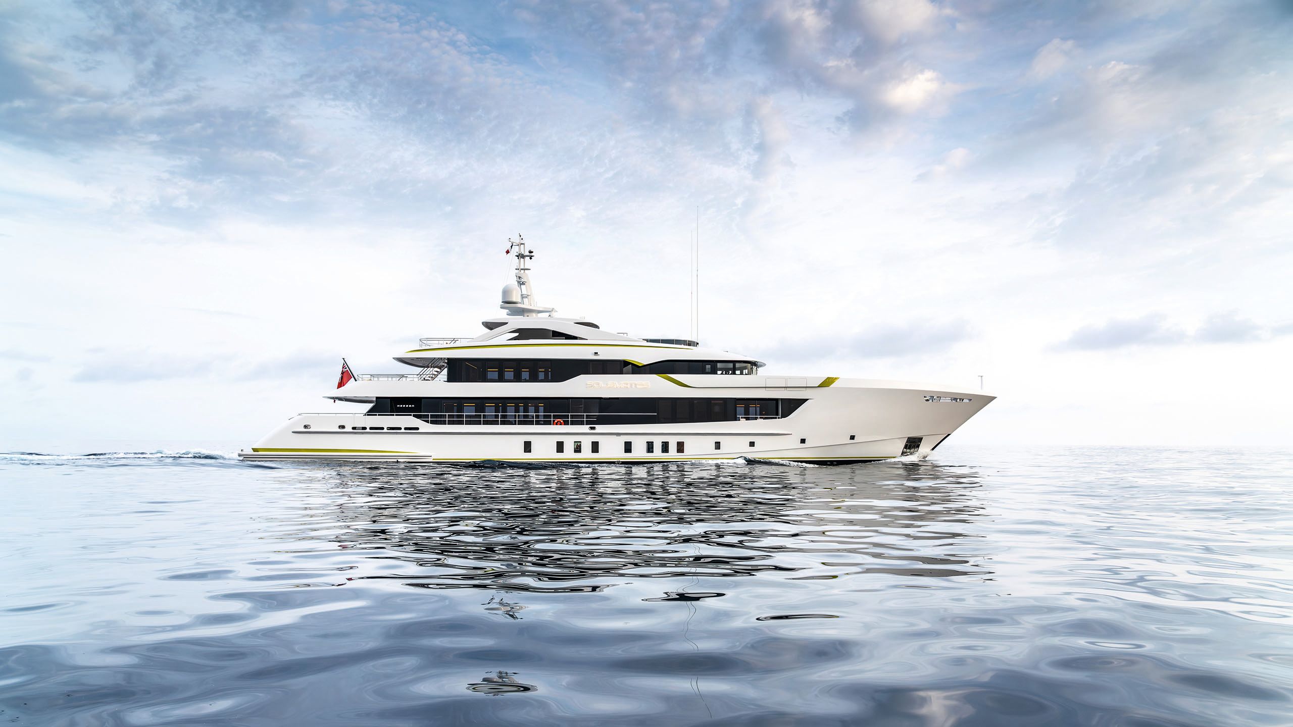 A Solemates vessel from the side on the water