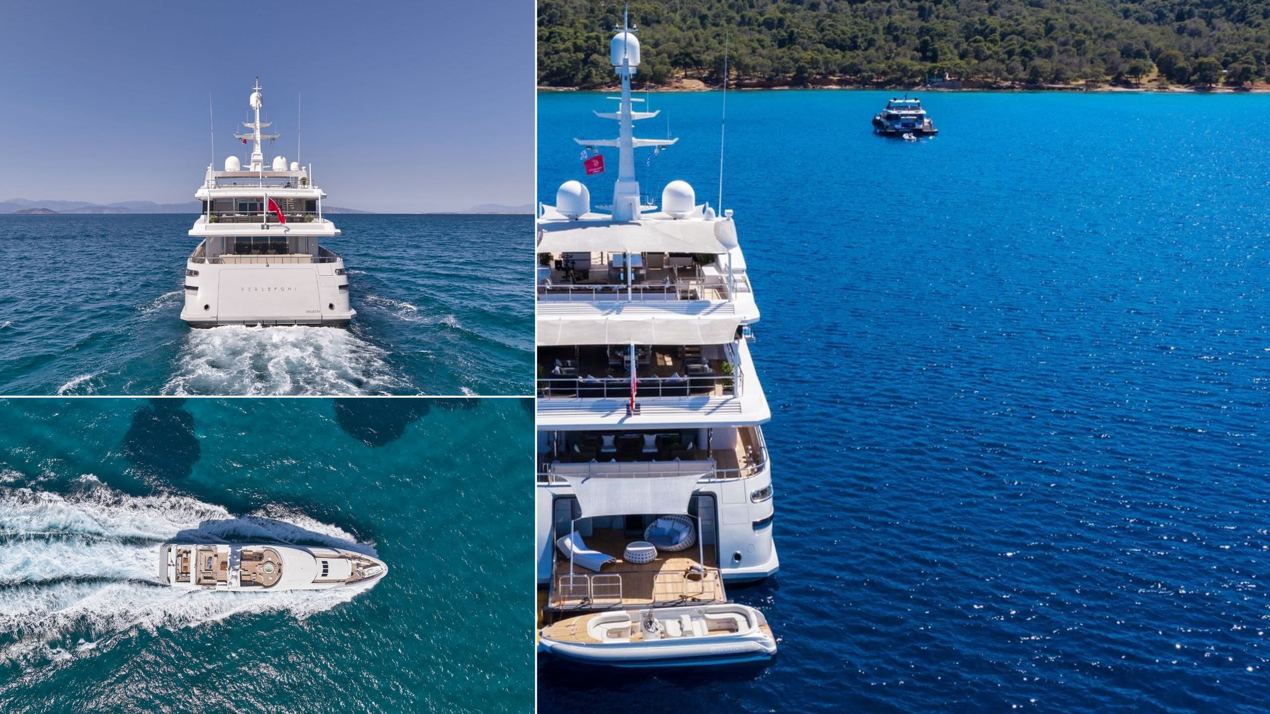 Various views of Persefoni on the water