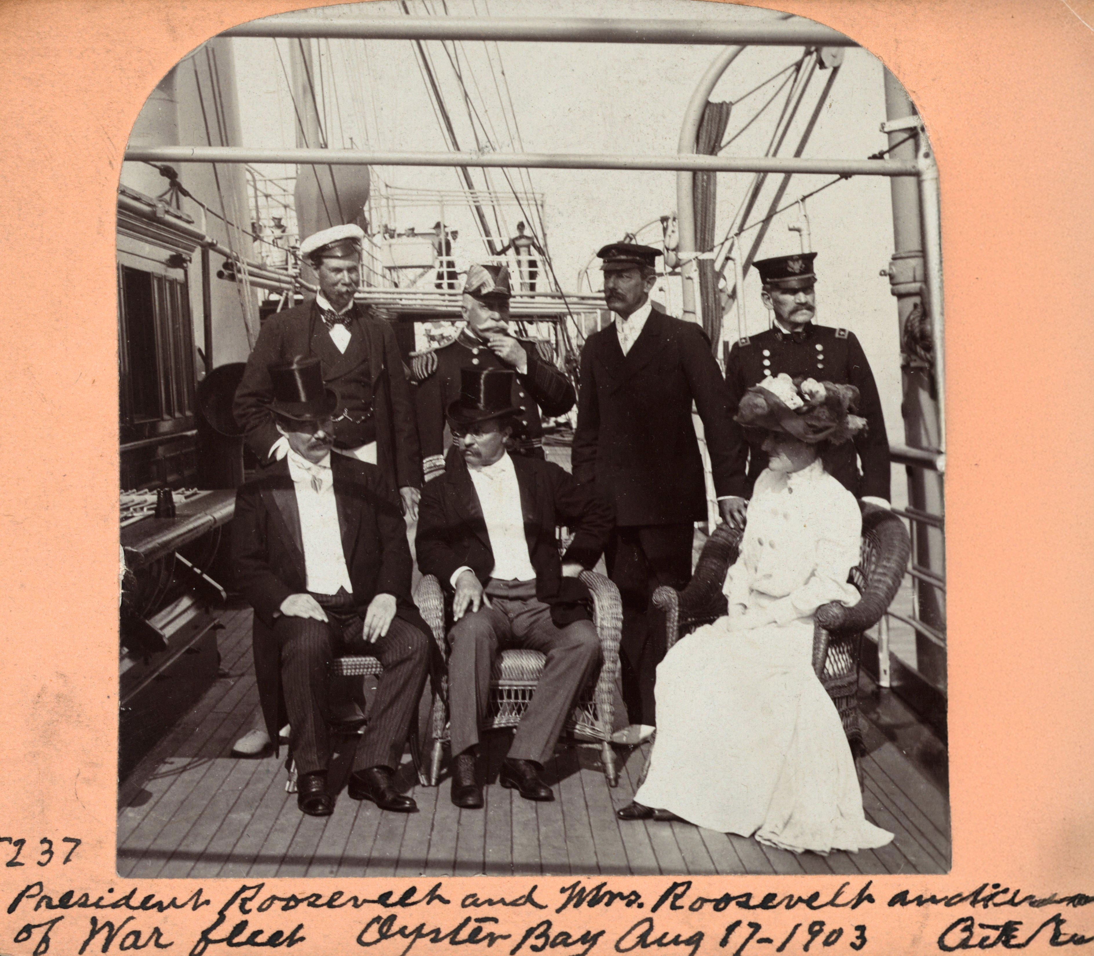 Group shot including President Roosevelt and Lipton 