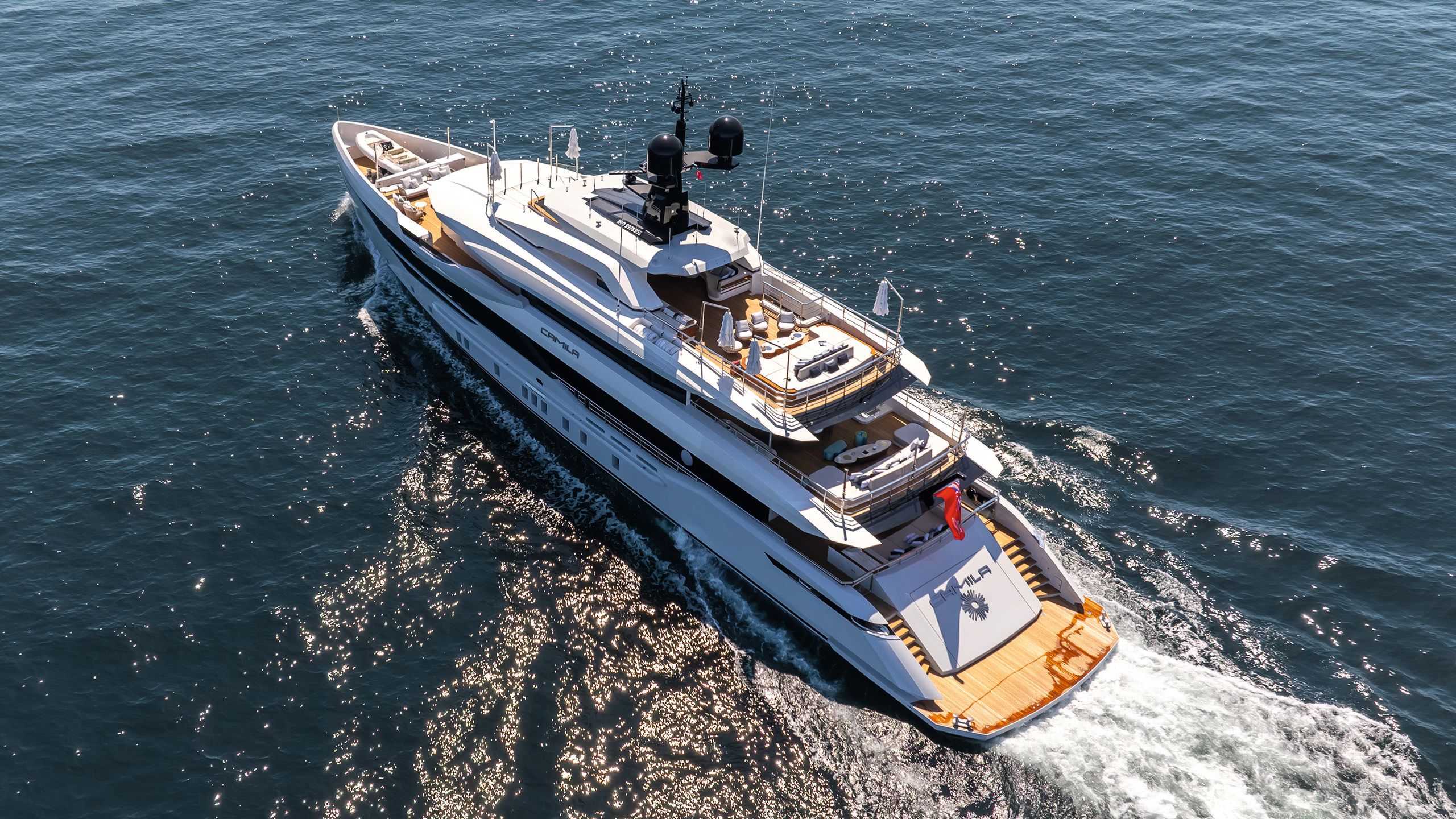 Overhead shot of Camila on the water