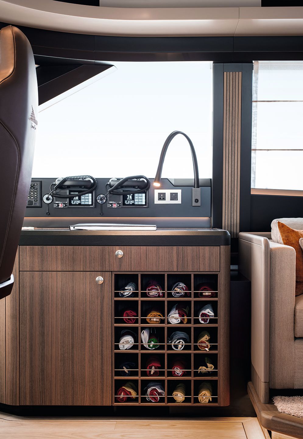 Walnet cabinet with wine-rack style storage