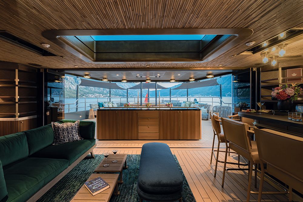 View from indoor bar looking out on to deck