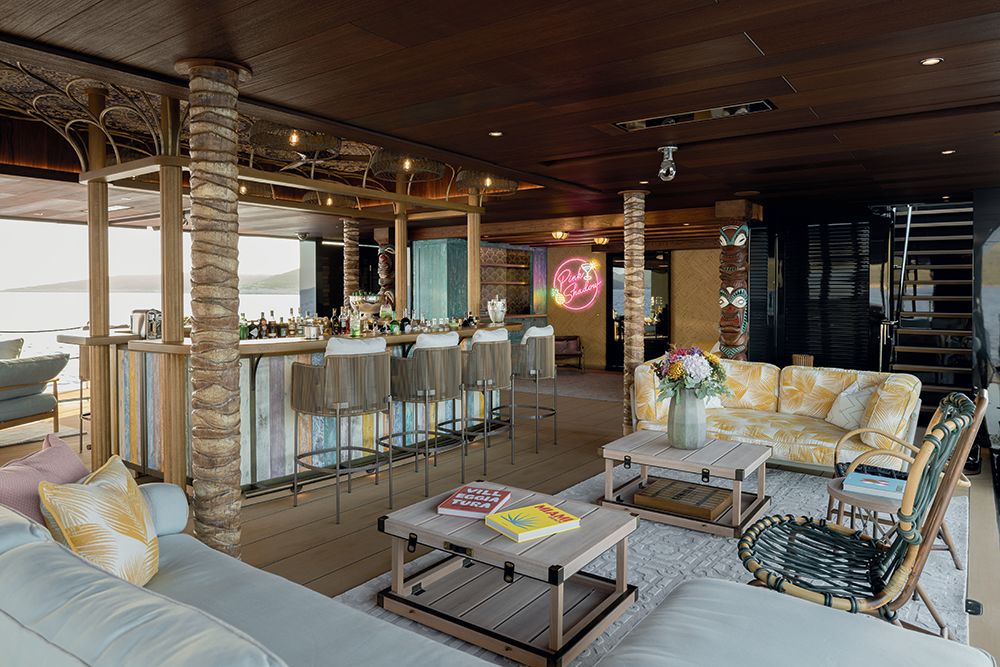 Tahiti-style bar on the main deck aft