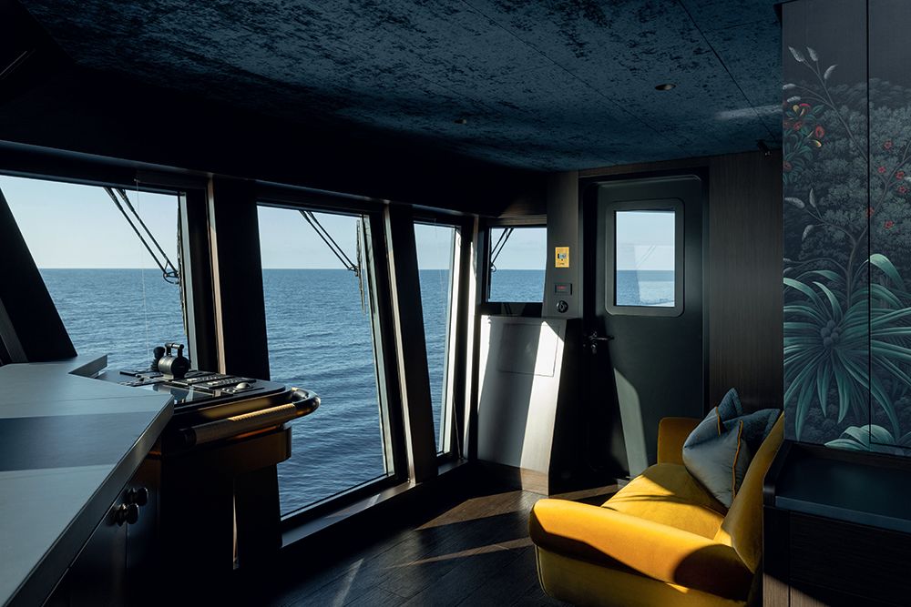 Interior shot showing panoramic views out of window