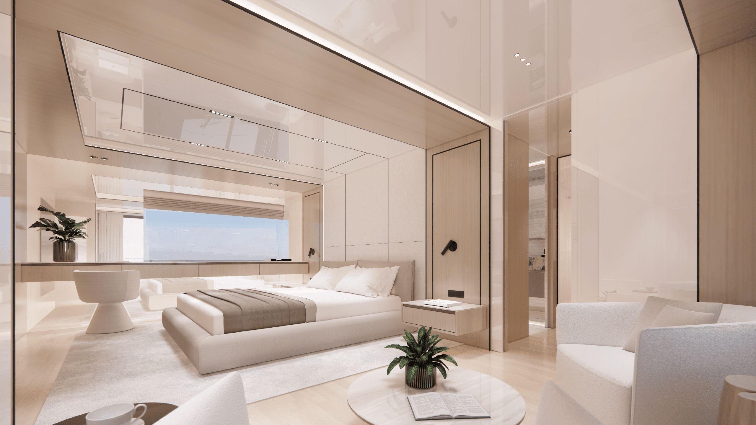 Bedroom done out in neutral colours