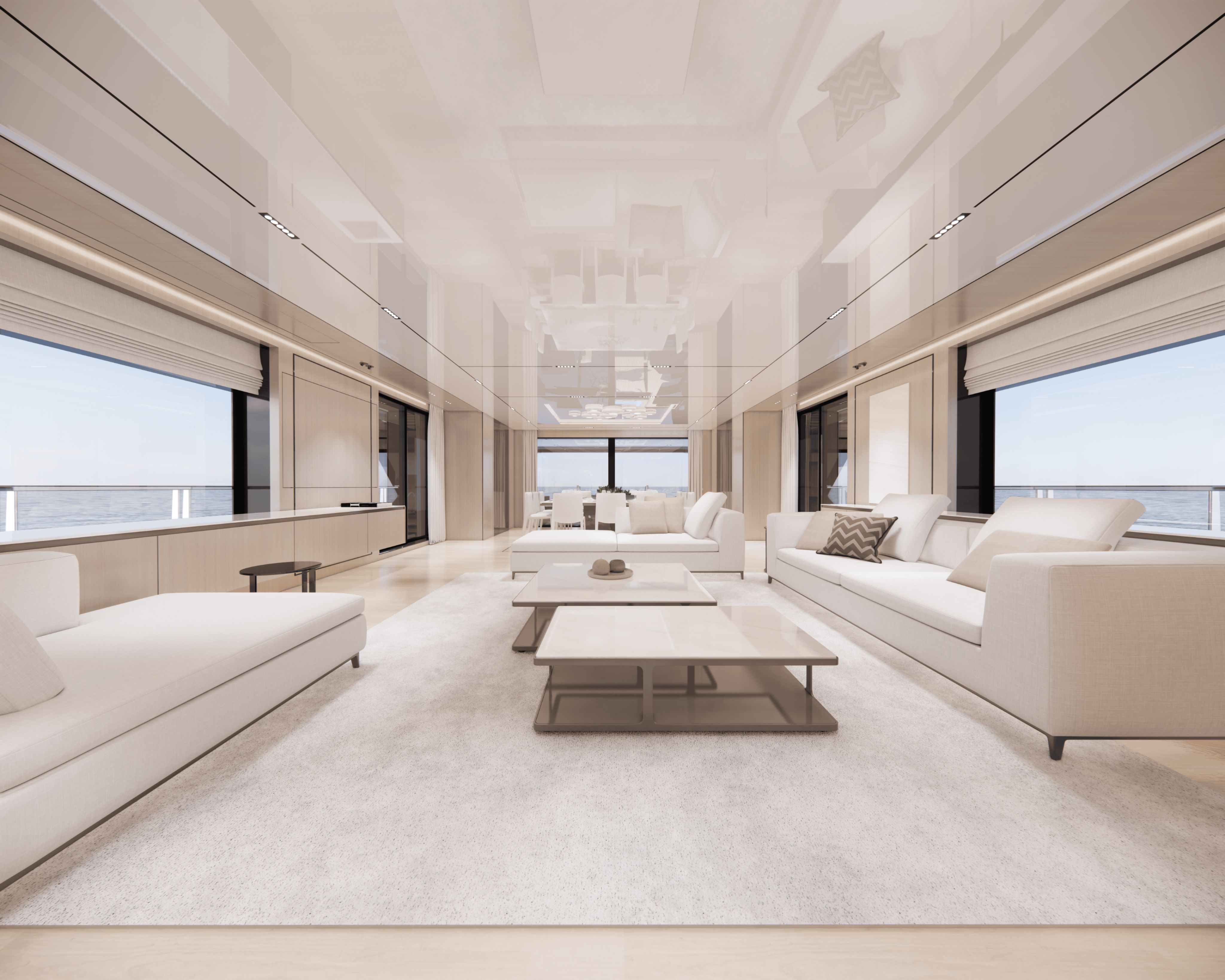 Interior lounge space entirely done out in neutral colours