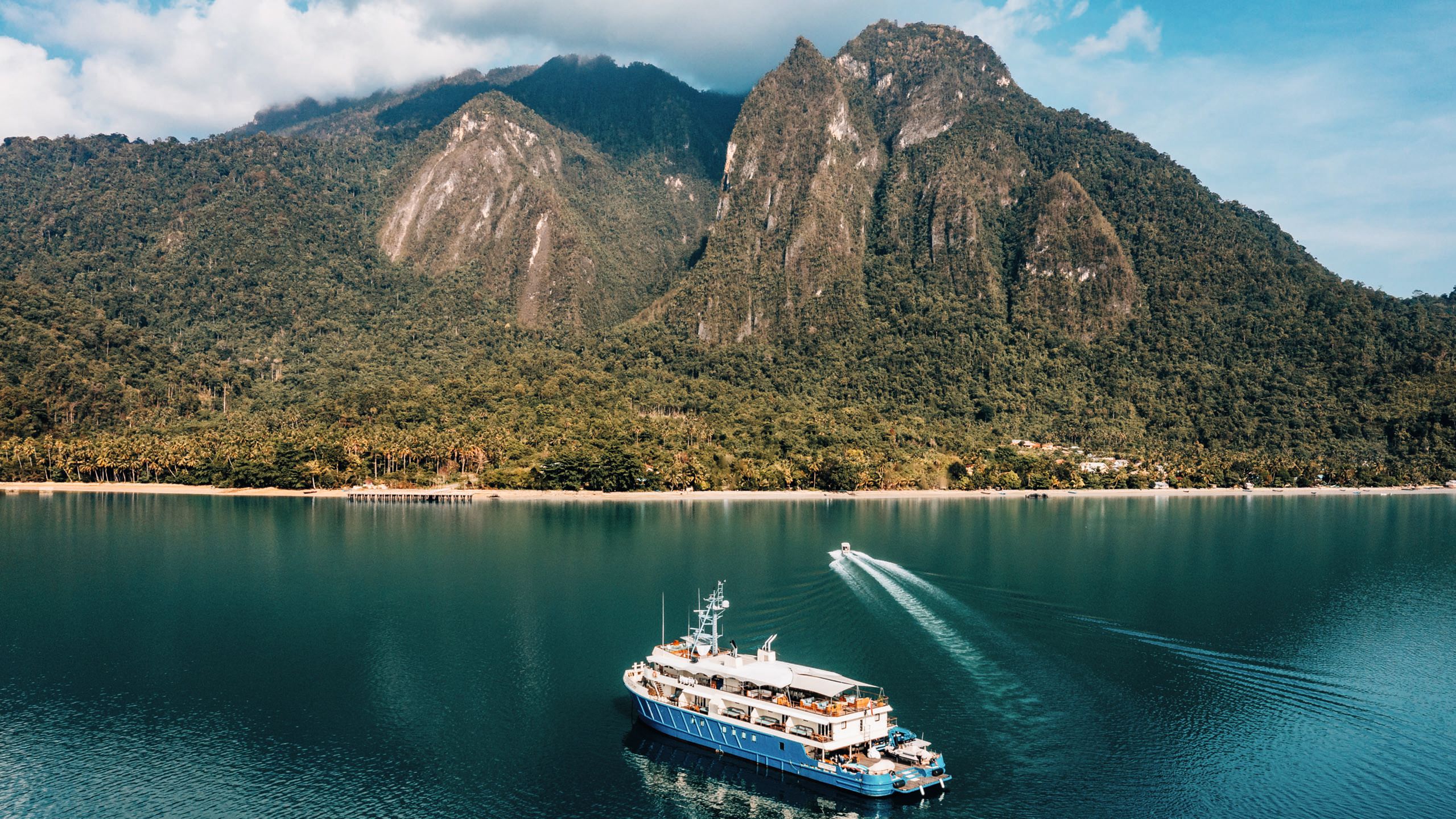 Kudanil from afar and on the water, approaching a large island